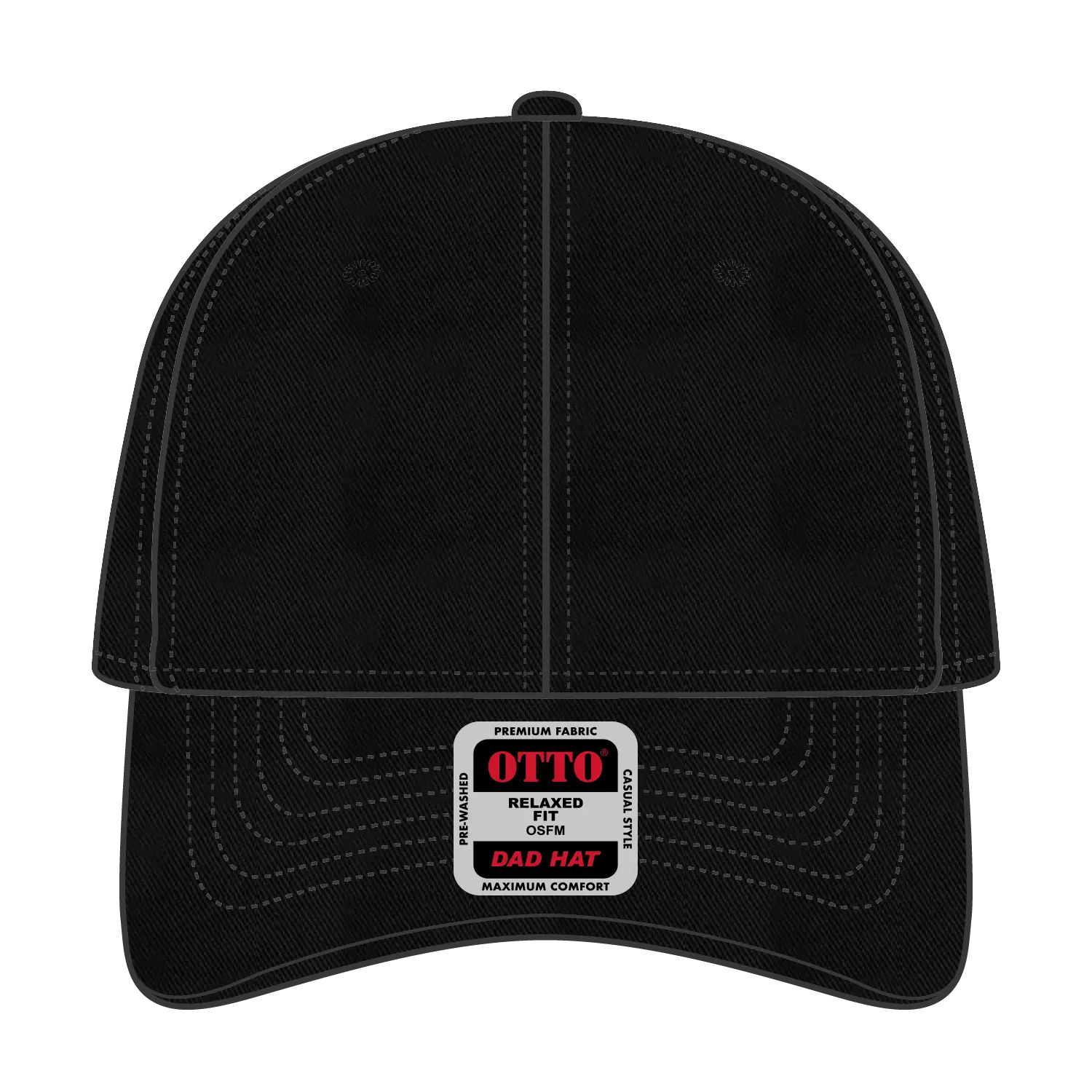OTTO 18-692 6 Panel Low Profile Dad Cap - Black - Black / 6 1/2’’ - 7 5/8’’