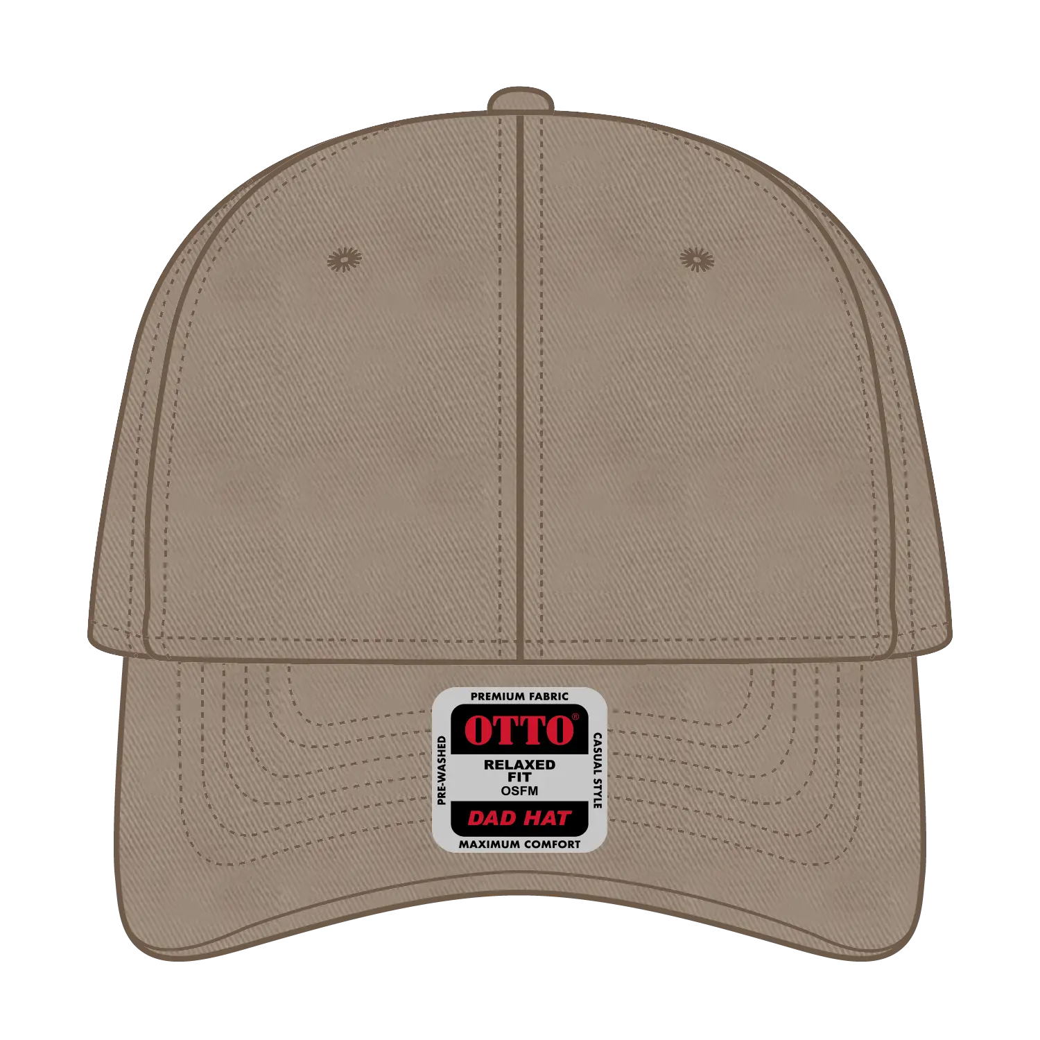 OTTO 18-692 6 Panel Low Profile Dad Cap - Dk. Khaki - Dk. Khaki / 6 1/2’’ - 7 5/8’’