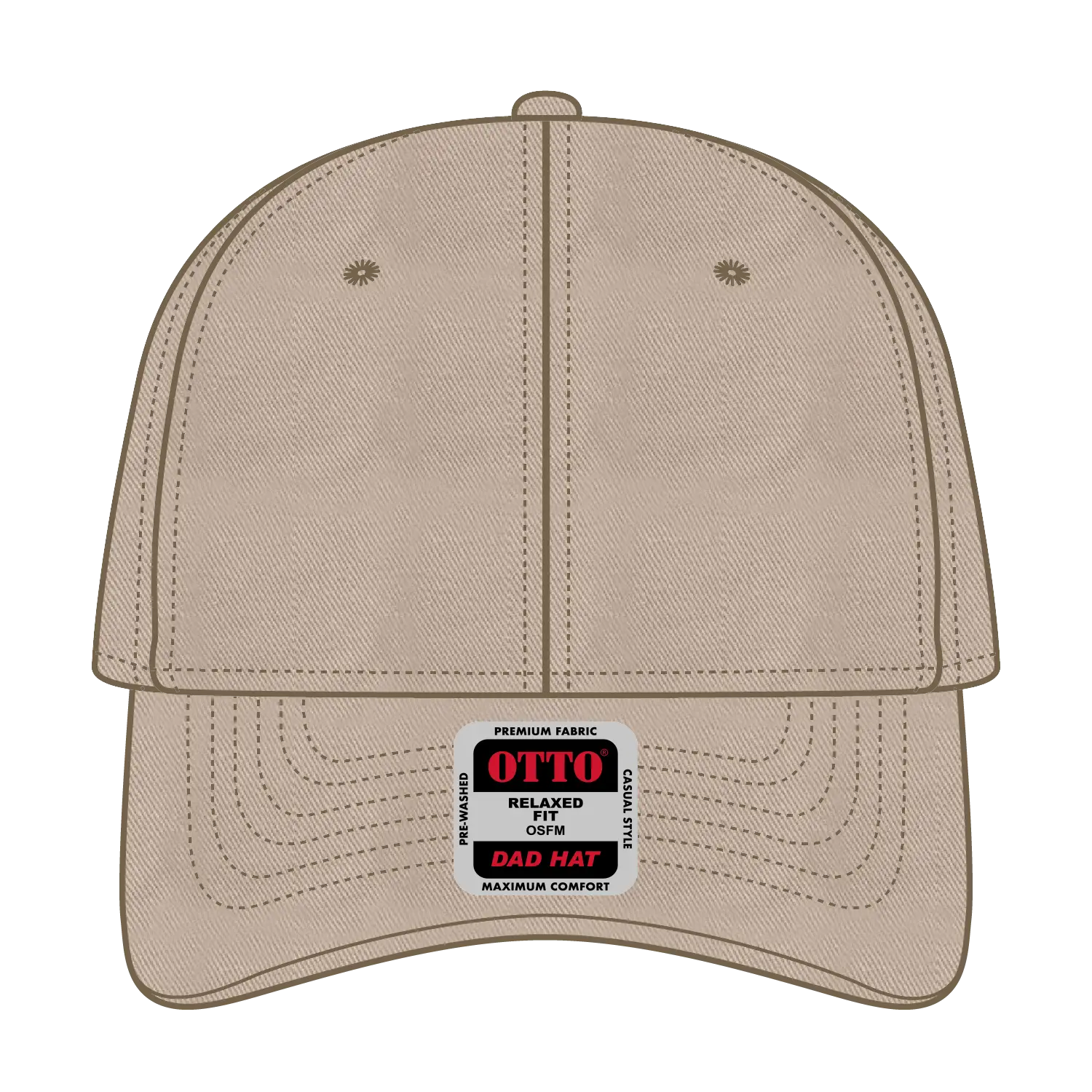 OTTO 18-692 6 Panel Low Profile Dad Cap - Khaki - Khaki / 6 1/2’’ - 7 5/8’’