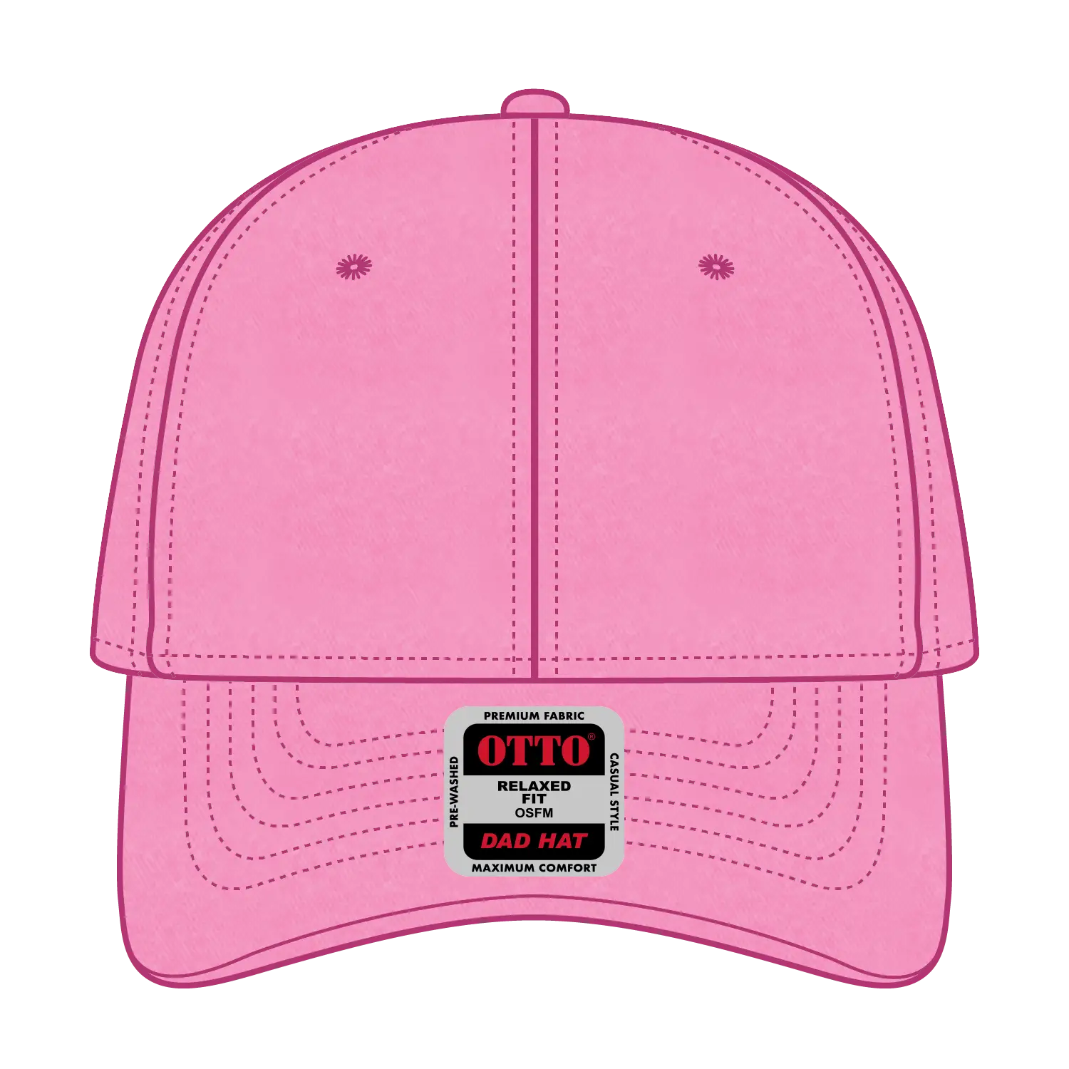 OTTO 18-692 6 Panel Low Profile Dad Cap - N. Pink - N. Pink / 6 1/2’’ - 7 5/8’’