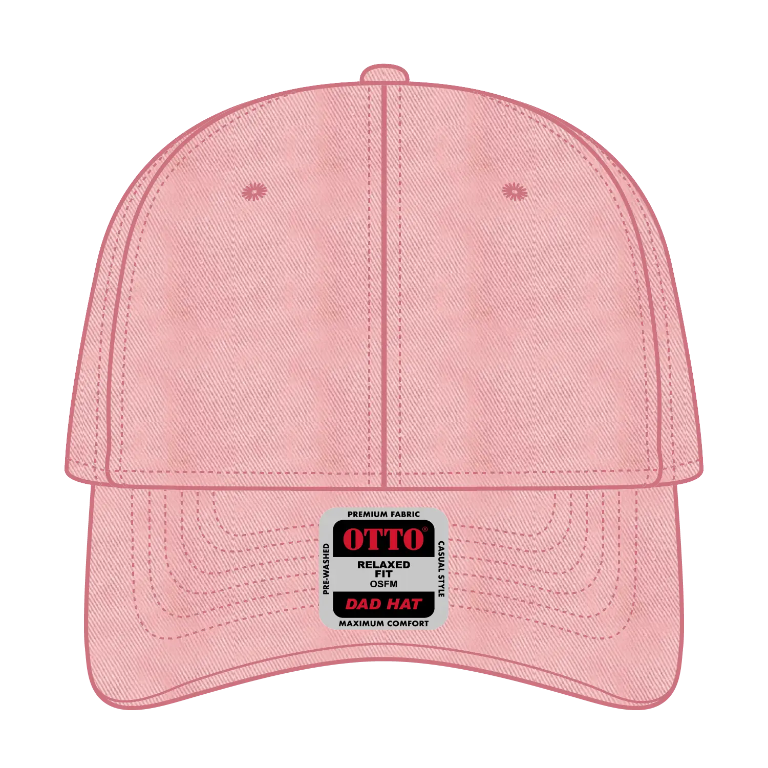 OTTO 18-692 6 Panel Low Profile Dad Cap - Pink - Pink / 6 1/2’’ - 7 5/8’’