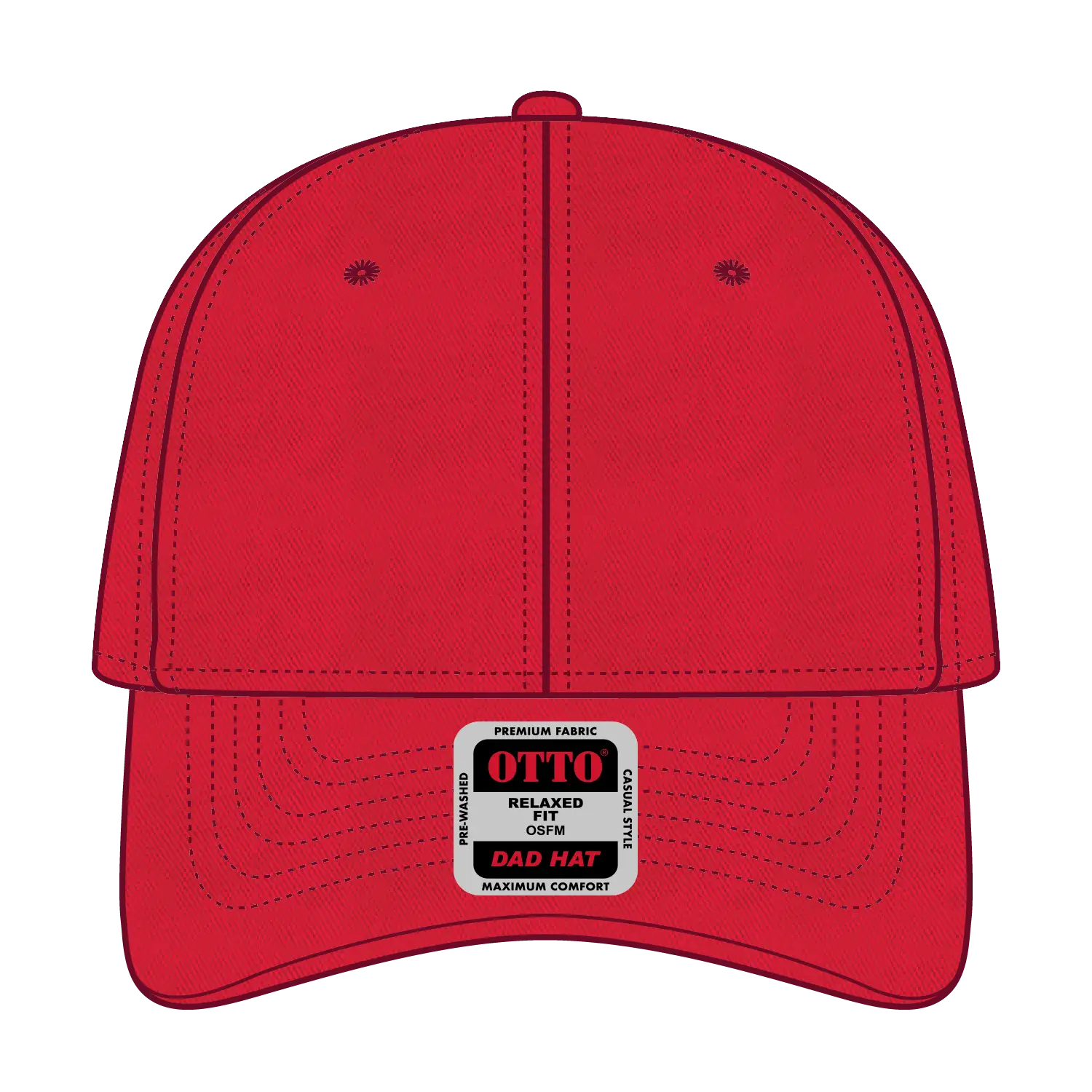 OTTO 18-692 6 Panel Low Profile Dad Cap - Red - Red / 6 1/2’’ - 7 5/8’’