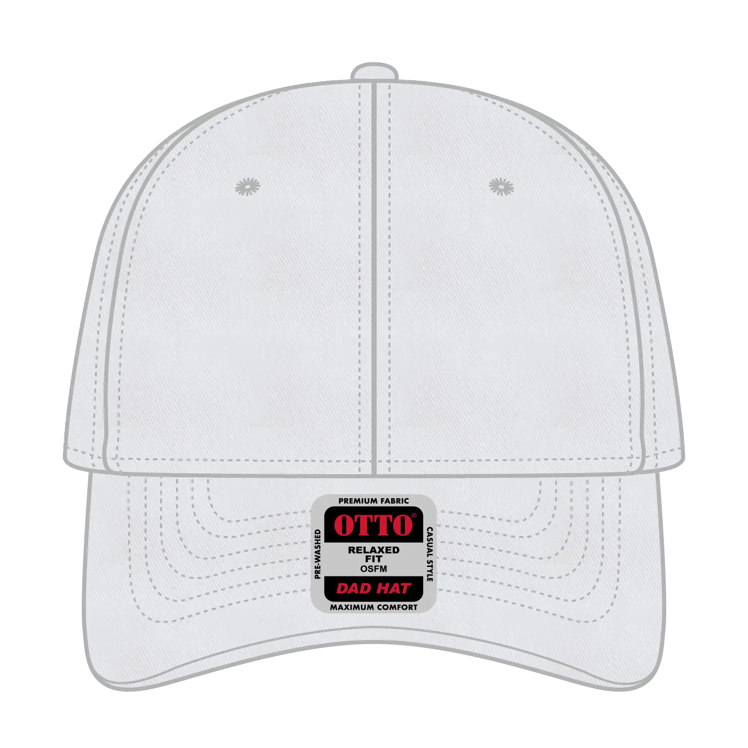 OTTO 18-692 6 Panel Low Profile Dad Cap - White - White / 6 1/2’’ - 7 5/8’’
