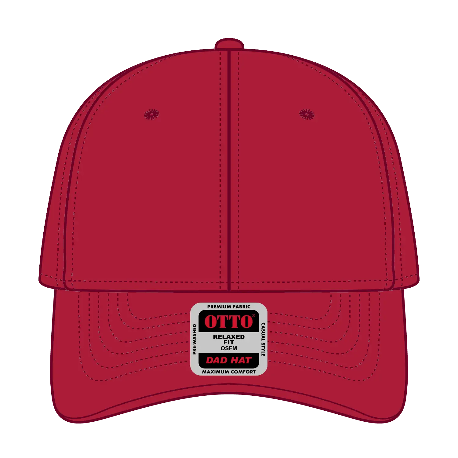 OTTO 18-711 6 Panel Low Profile Dad Cap - Red - Red / 6 1/2’’ - 7 5/8’’