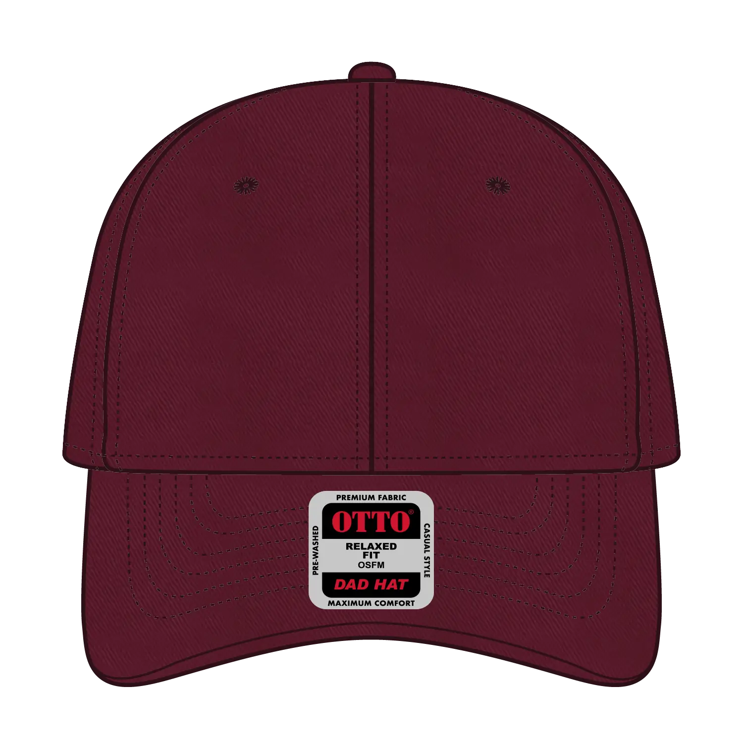 OTTO 18-772 6 Panel Low Profile Dad Cap - Burg. Marn - Burg. Marn / 6 1/2’’ - 7 5/8’’