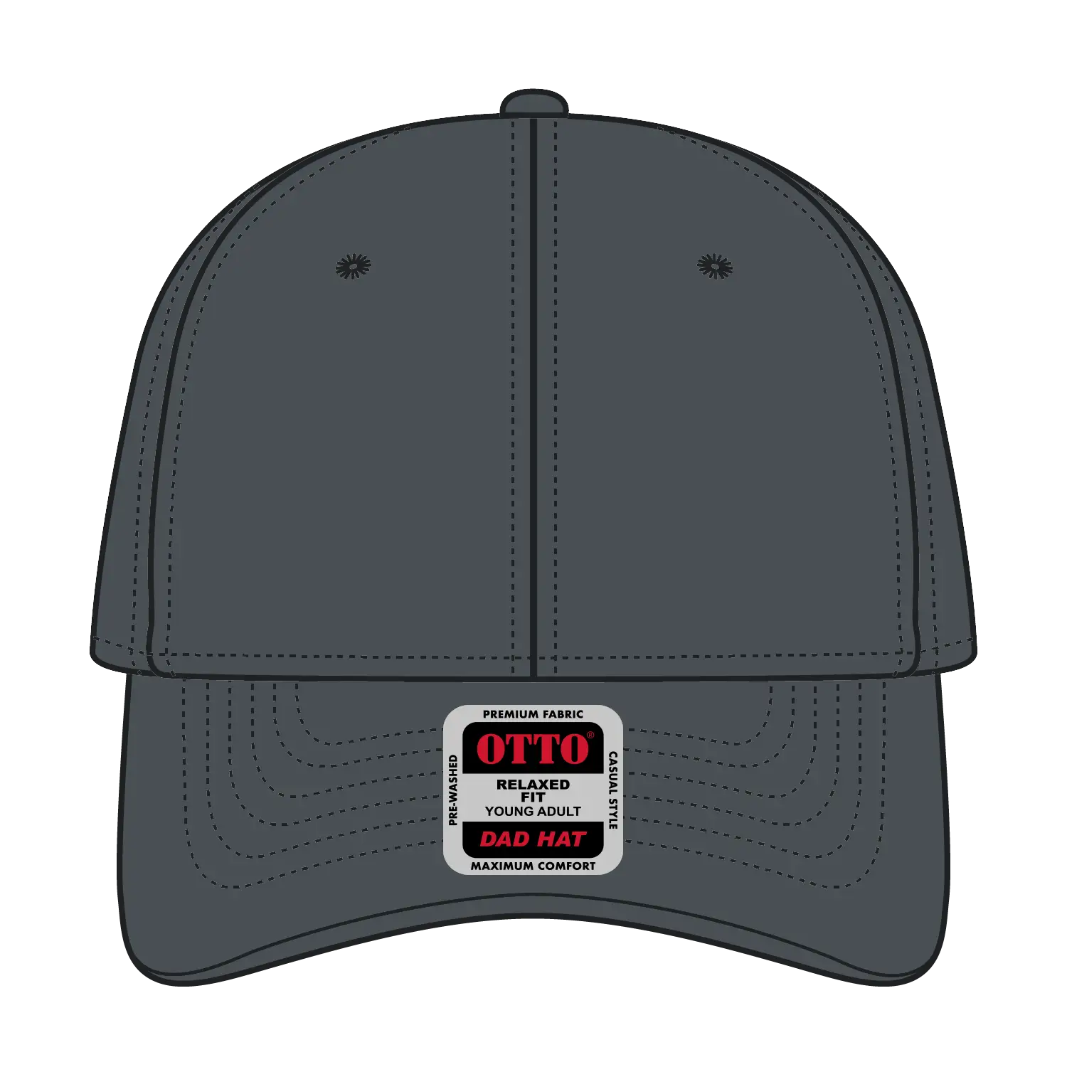 OTTO 18-772 6 Panel Low Profile Dad Cap - Char. Gray - Char. Gray / 6 1/2’’ - 7 5/8’’