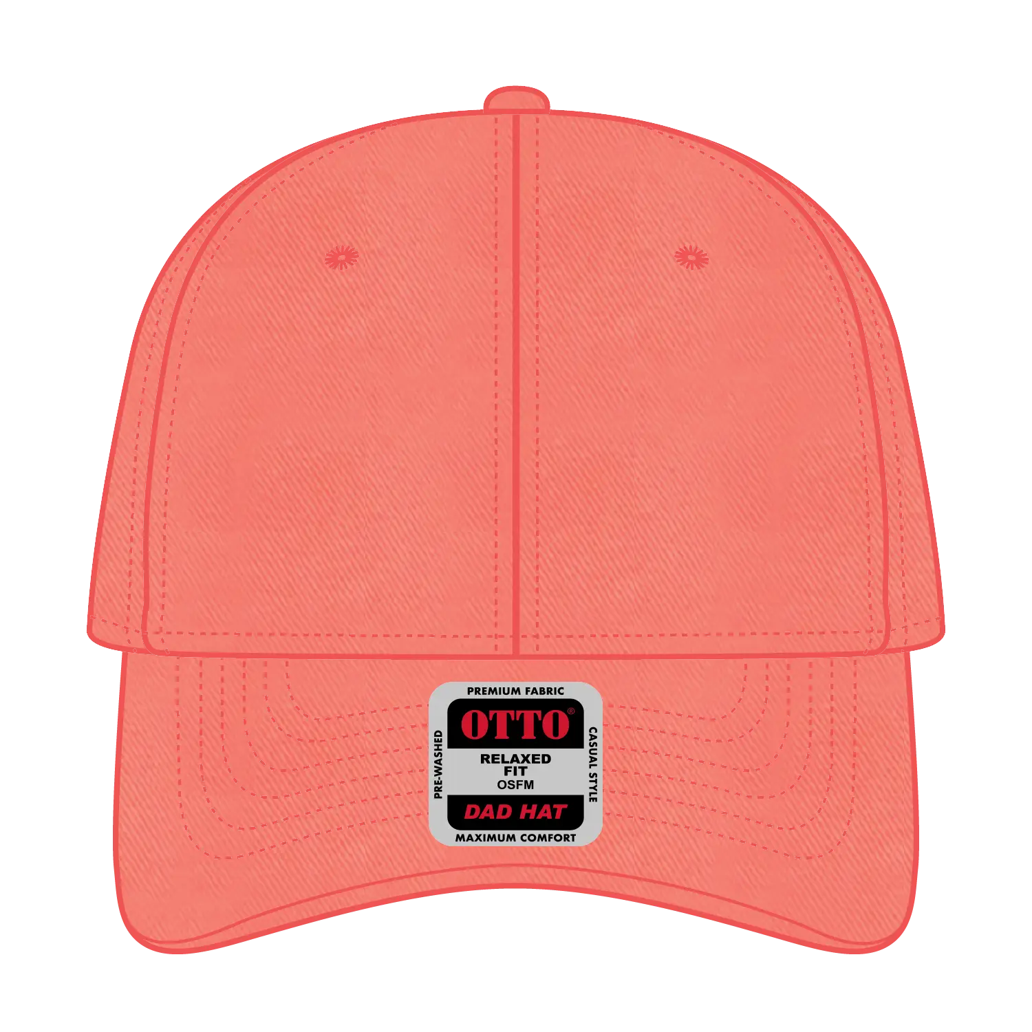 OTTO 18-772 6 Panel Low Profile Dad Cap - Coral - Coral / 6 1/2’’ - 7 5/8’’