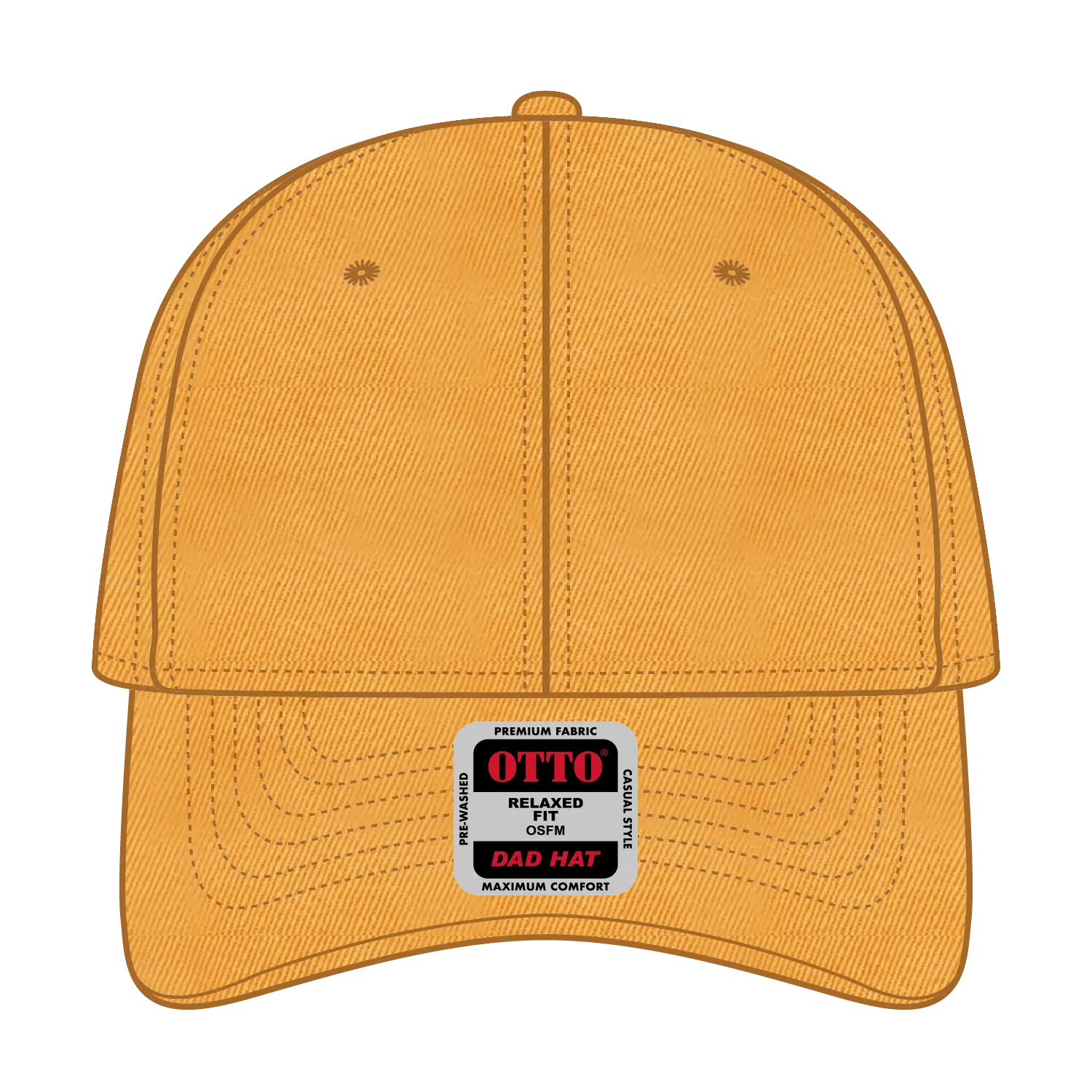 OTTO 18-772 6 Panel Low Profile Dad Cap - Gold - Gold / 6 1/2’’ - 7 5/8’’