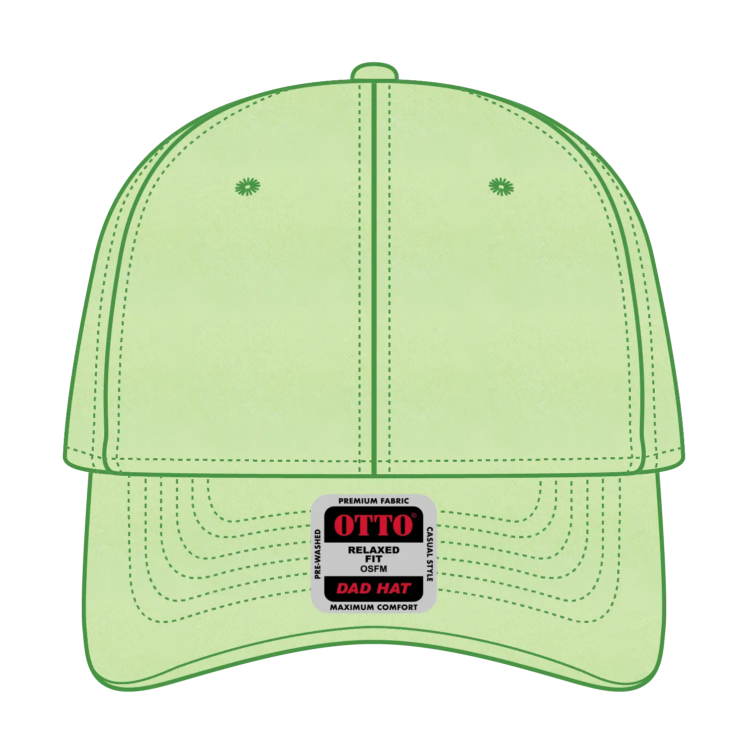 OTTO 18-772 6 Panel Low Profile Dad Cap - N. Green - N. Green / 6 1/2’’ - 7 5/8’’
