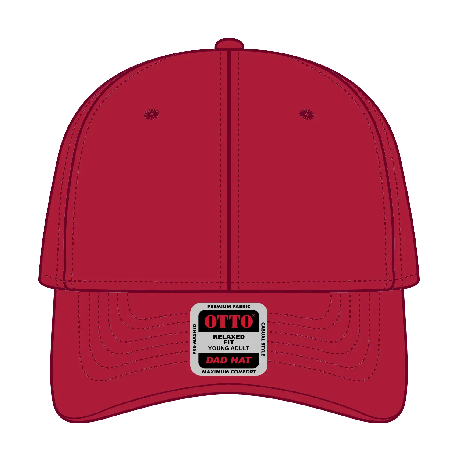 OTTO 18-772 6 Panel Low Profile Dad Cap - Red - Red / 6 1/2’’ - 7 5/8’’