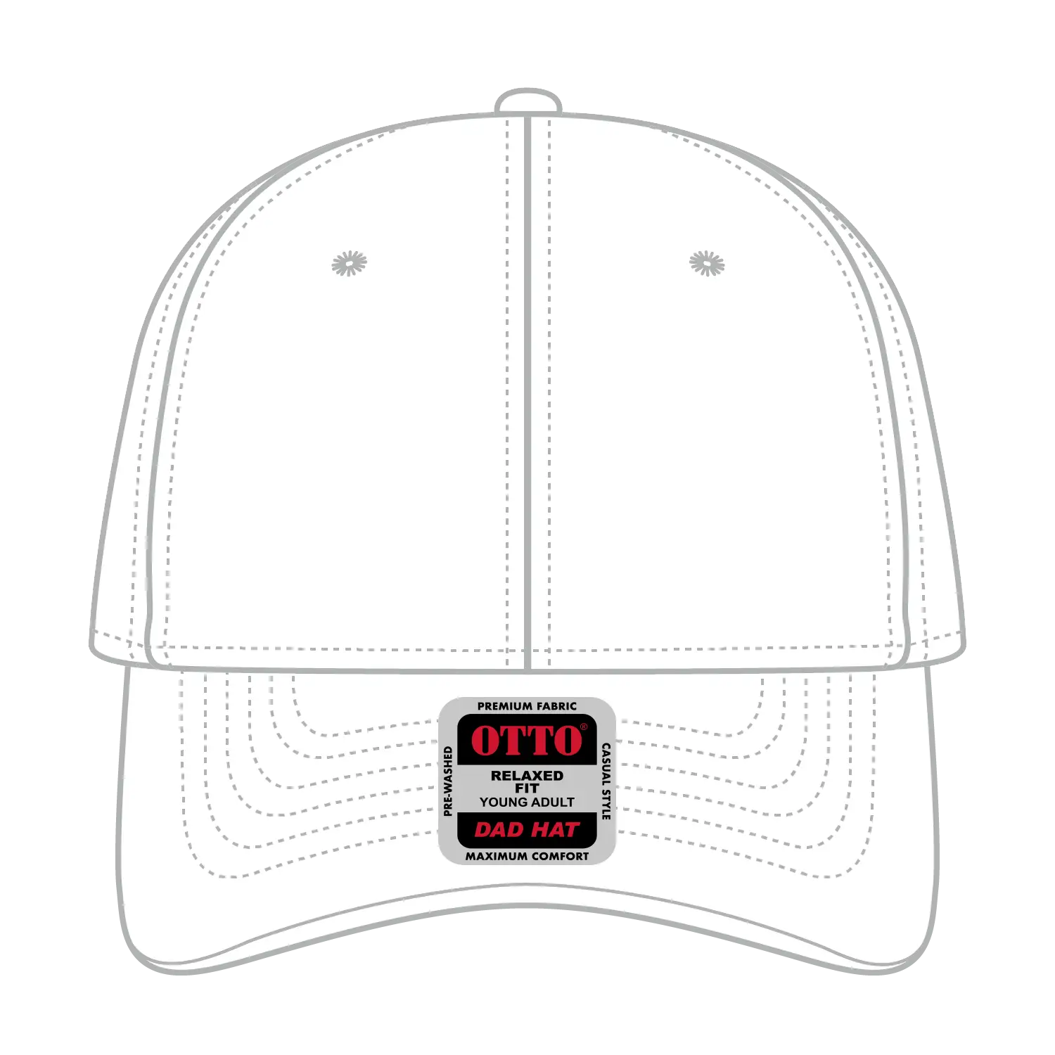 OTTO 18-772 6 Panel Low Profile Dad Cap - White - White / 6 1/2’’ - 7 5/8’’