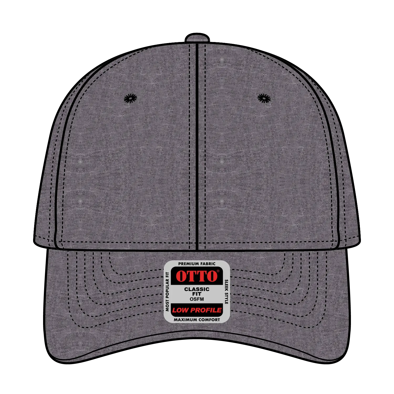 OTTO 19-1066 6 Panel Low Profile Baseball Cap - Heath. Ch. Gray - Heath. Ch. Gray / 6 1/2’’ - 7 5/8’’