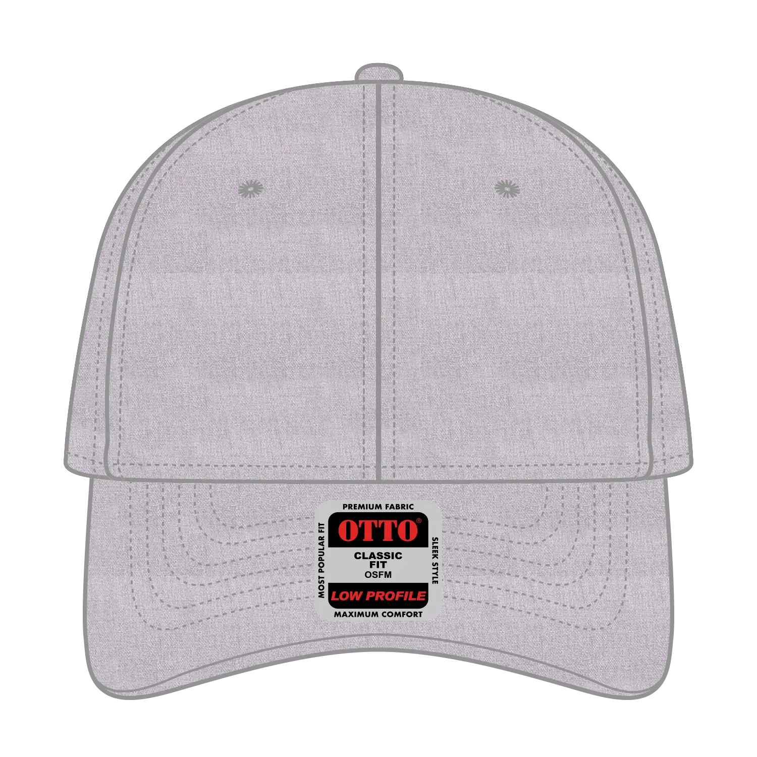 OTTO 19-1066 6 Panel Low Profile Baseball Cap - Heath. Gray - Heath. Gray / 6 1/2’’ - 7 5/8’’
