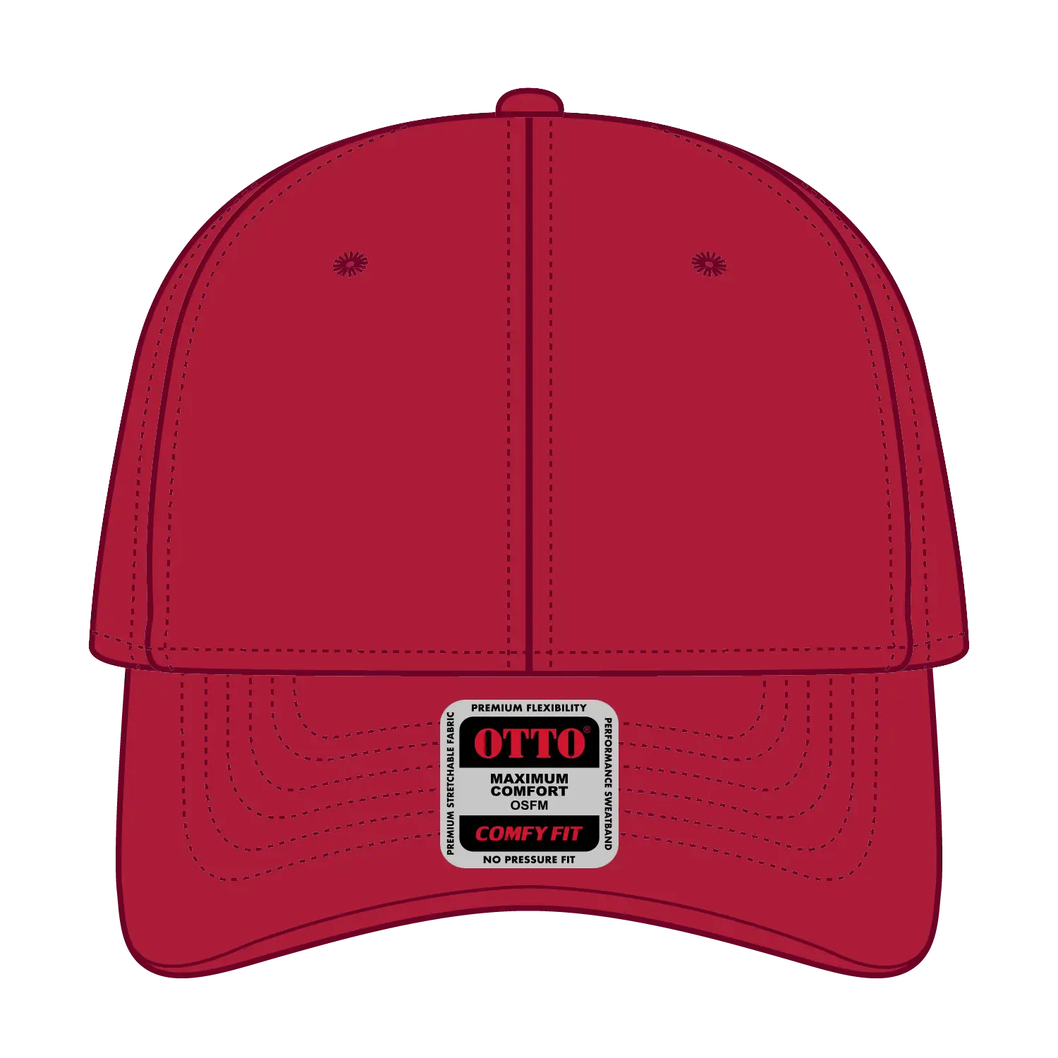 OTTO 19-1227 ’OTTO Comfy Fit’ 6 Panel Low Profile Baseball Cap - Red - Red / 6 1/2’’ - 7 5/8’’