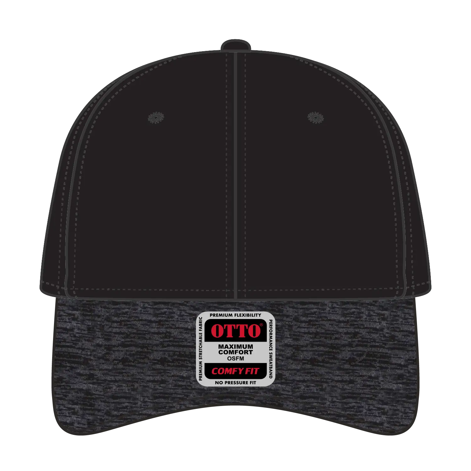 OTTO 19-1232 ’OTTO Comfy Fit’ 6 Panel Low Profile Baseball Cap - Hth.Blk/Blk - Hth.Blk/Blk / 6 1/2’’ - 7 5/8’’
