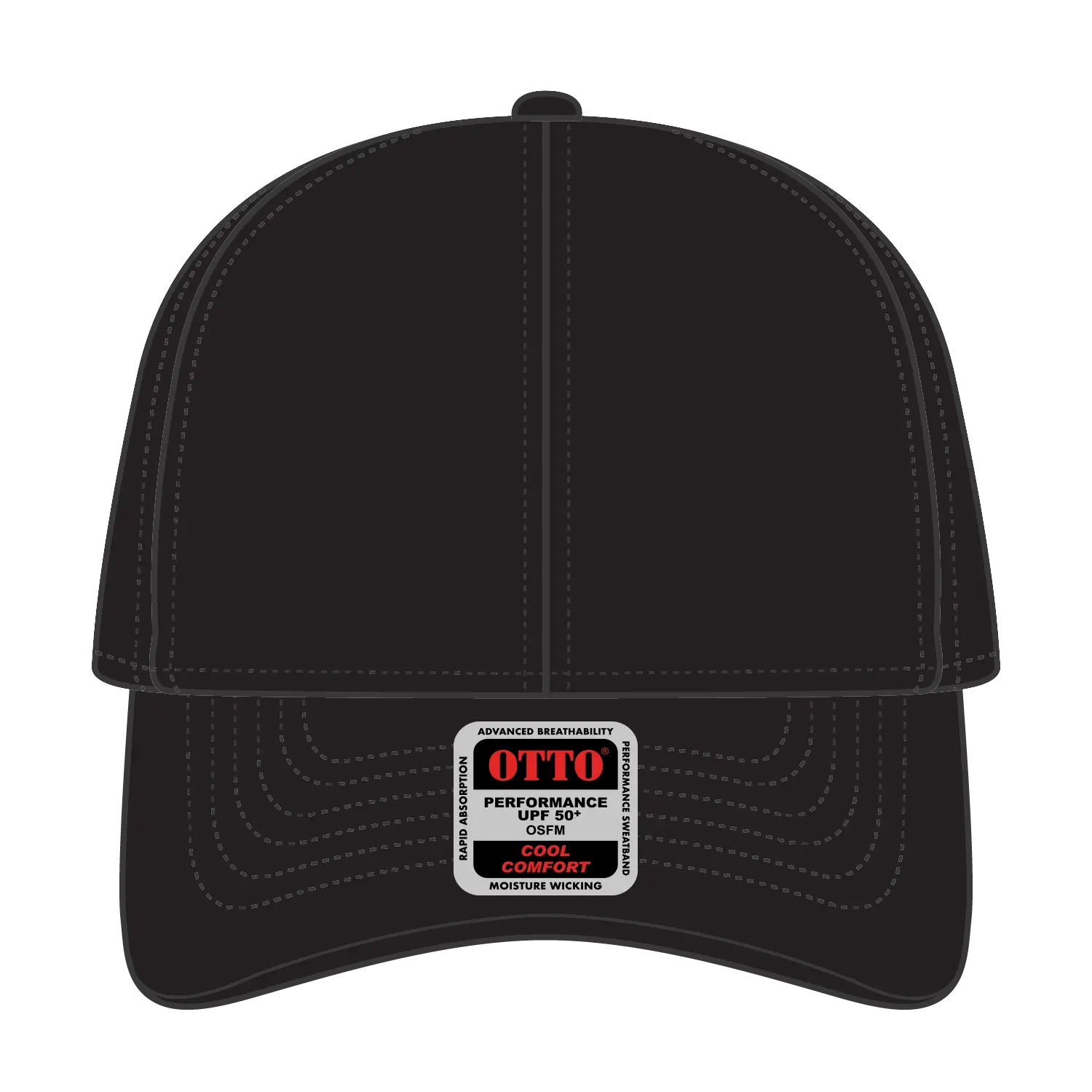 OTTO 19-1253 Upf 50+ 6 Panel Low Profile Baseball Cap - Black - Black / 6 1/2’’ - 7 5/8’’