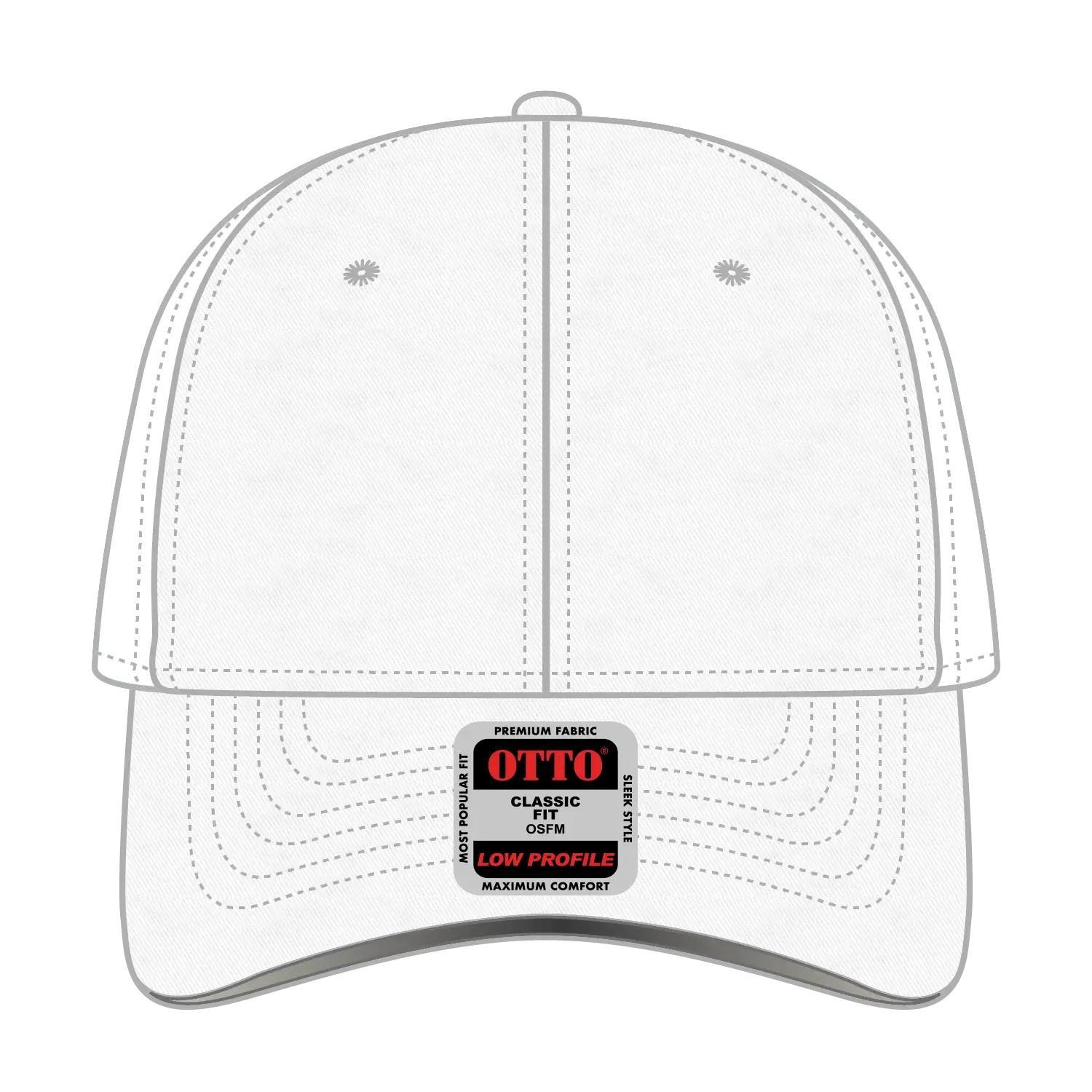 OTTO 19-1261 Reflective 6 Panel Low Profile Baseball Cap - White - White / 6 1/2’’ - 7 5/8’’