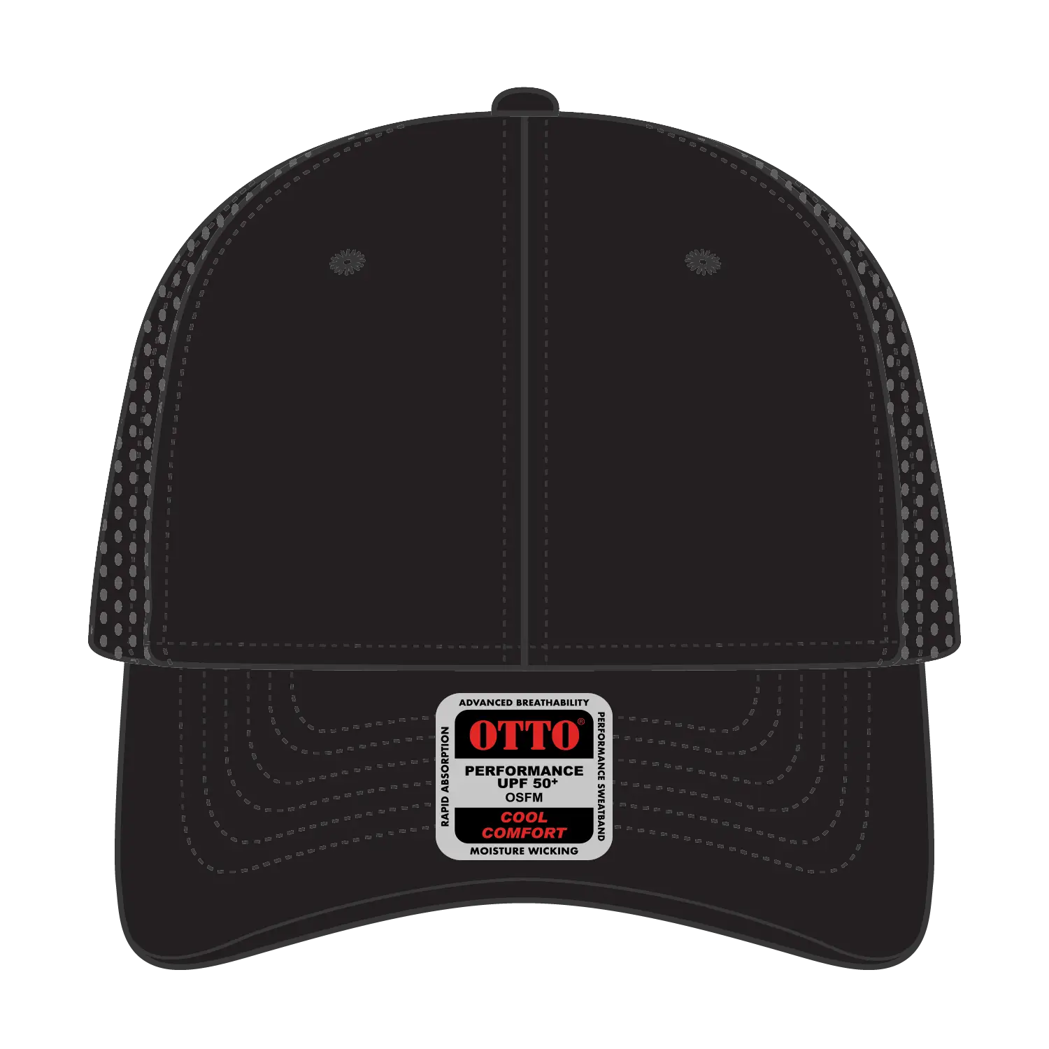 OTTO 19-1275 6 Panel Low Profile Baseball Cap - Black - Black / 6 1/2’’ - 7 5/8’’