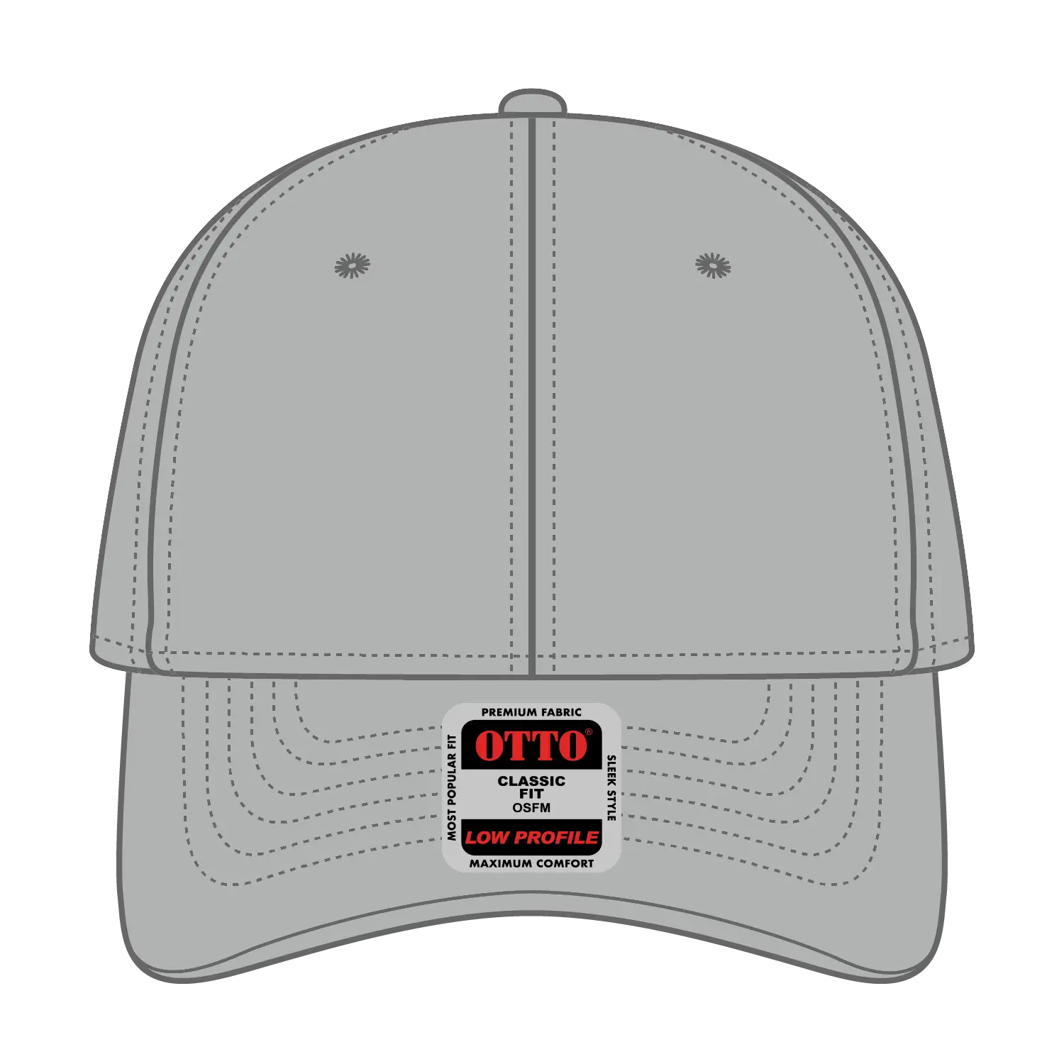 OTTO 19-1277 6 Panel Low Profile Baseball Cap - Gray - Gray / 6 1/2’’ - 7 5/8’’