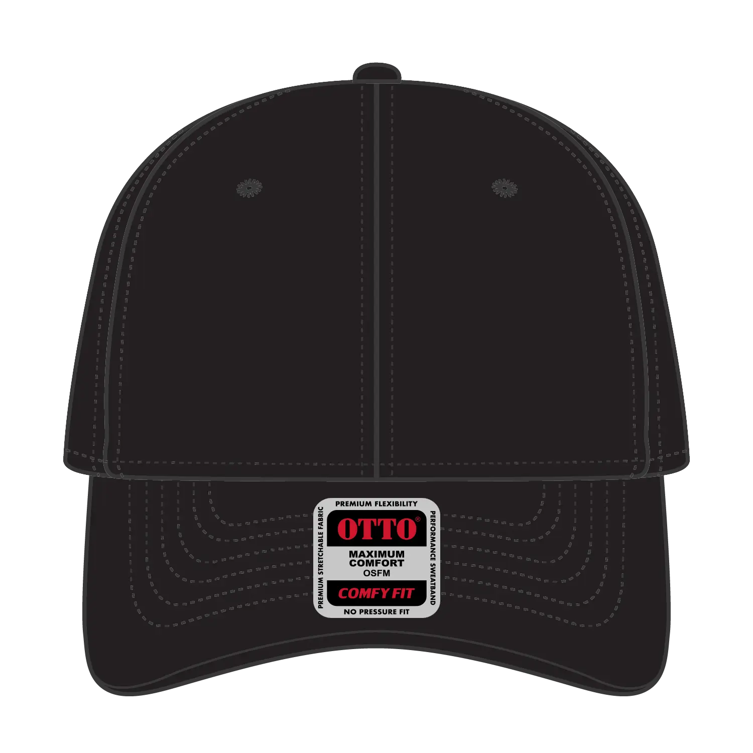 OTTO 19-1283 ’OTTO Comfy Fit’ 6 Panel Low Profile Baseball Cap - Black - Black / 6 1/2’’ - 7 5/8’’