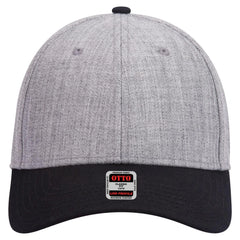 OTTO 19-208 6 Panel Low Profile Baseball Cap - Blk/Hthr. Gry - Blk/Hthr. Gry / 6 1/2’’ - 7 5/8’’
