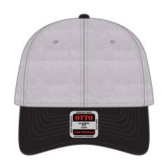 OTTO 19-208 6 Panel Low Profile Baseball Cap - Blk/Hthr. Gry - Blk/Hthr. Gry / 6 1/2’’ - 7 5/8’’