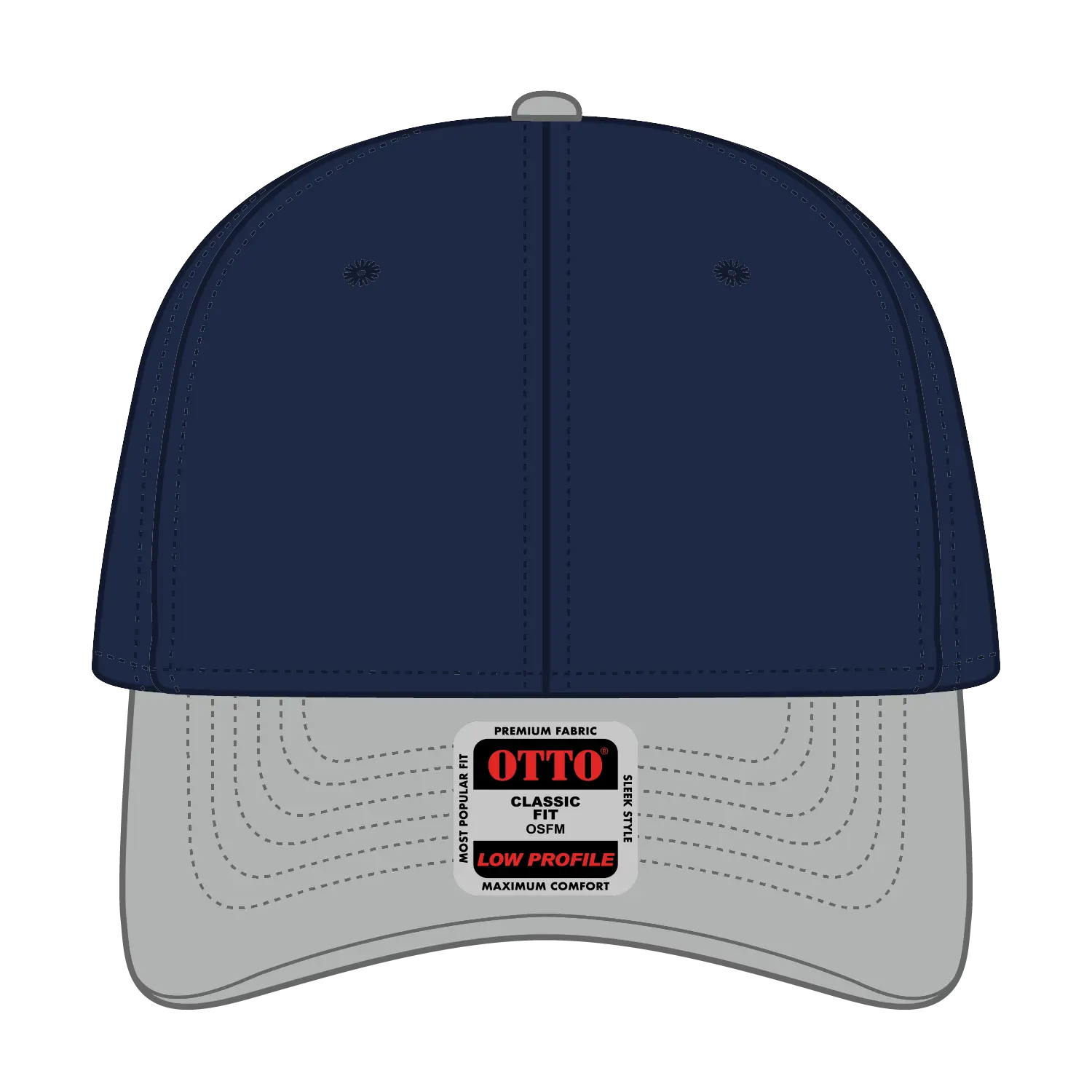 OTTO 19-251 6 Panel Low Profile Baseball Cap - Gry/Nvy - Gry/Nvy / 6 1/2’’ - 7 5/8’’