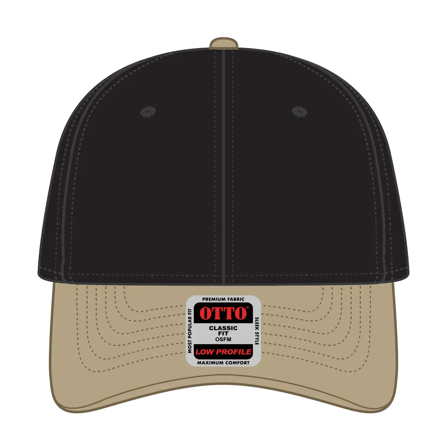 OTTO 19-251 6 Panel Low Profile Baseball Cap - Kha/Blk - Kha/Blk / 6 1/2’’ - 7 5/8’’