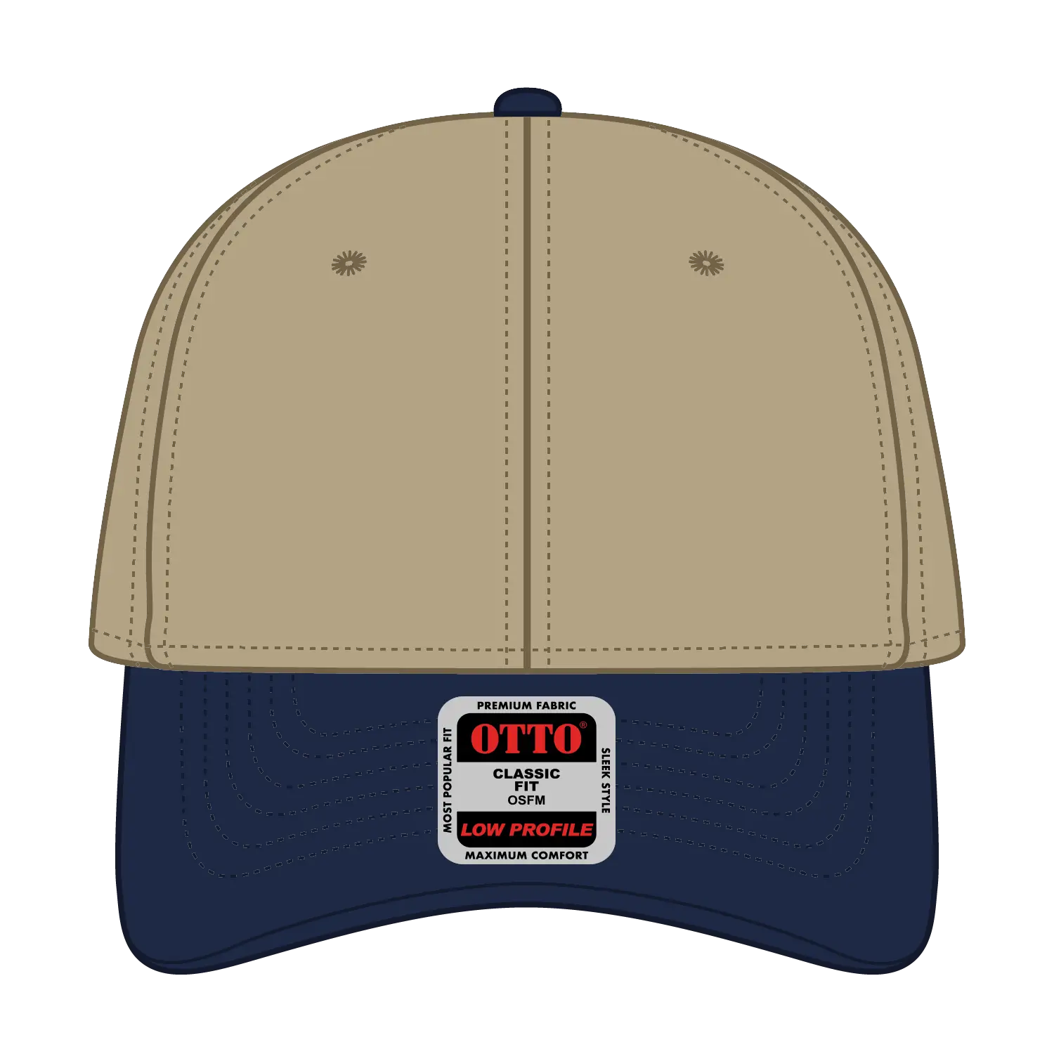 OTTO 19-251 6 Panel Low Profile Baseball Cap - Nvy/Kha - Nvy/Kha / 6 1/2’’ - 7 5/8’’