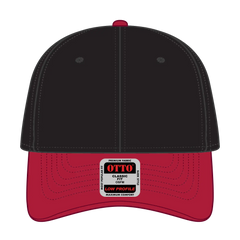 OTTO 19-251 6 Panel Low Profile Baseball Cap - Red/Blk - Red/Blk / 6 1/2’’ - 7 5/8’’