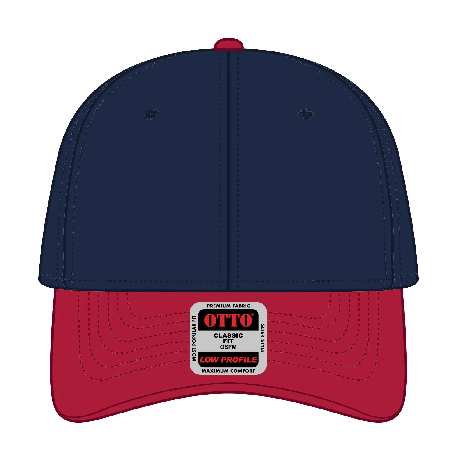 OTTO 19-251 6 Panel Low Profile Baseball Cap - Red/Nvy - Red/Nvy / 6 1/2’’ - 7 5/8’’