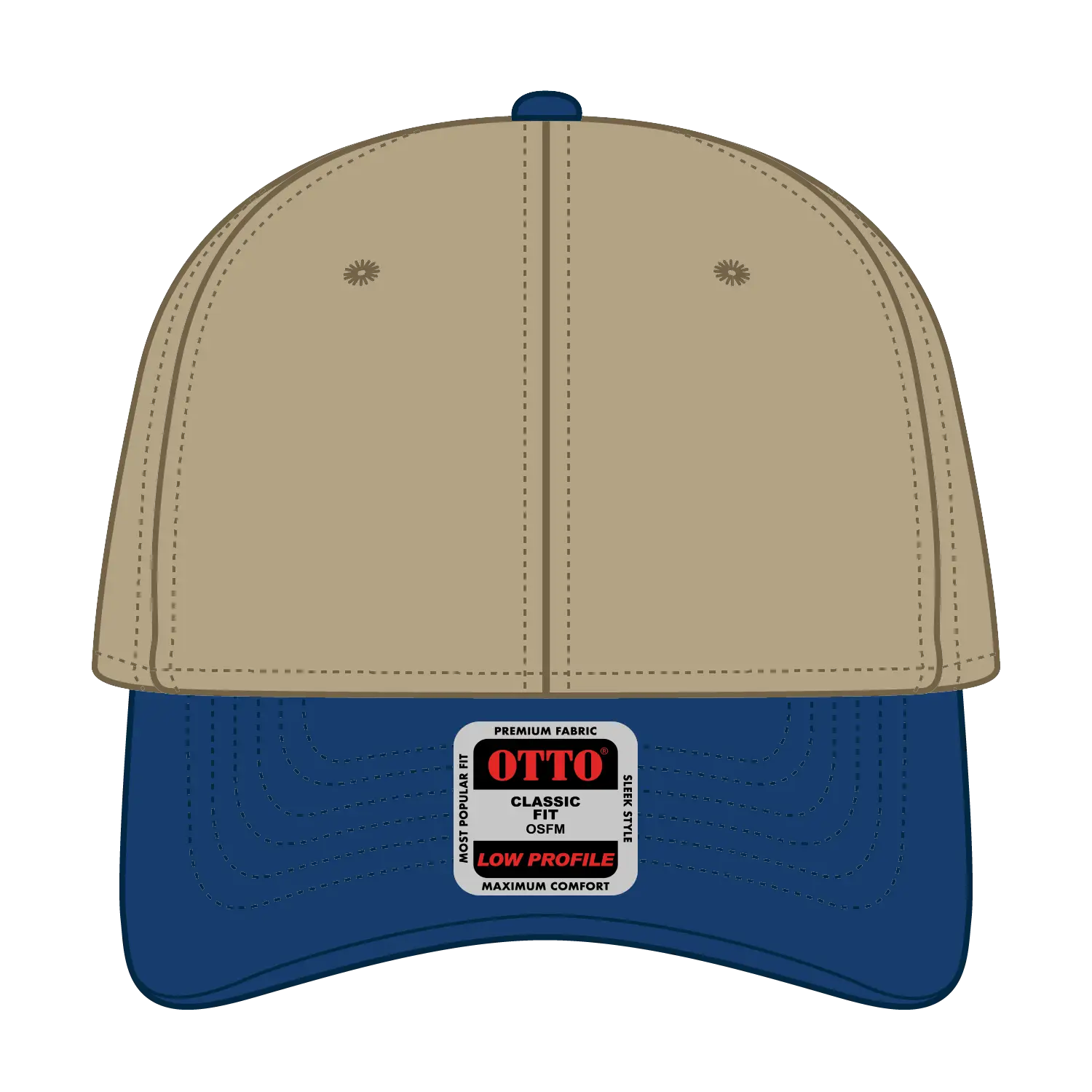 OTTO 19-251 6 Panel Low Profile Baseball Cap - Ryl/Kha - Ryl/Kha / 6 1/2’’ - 7 5/8’’