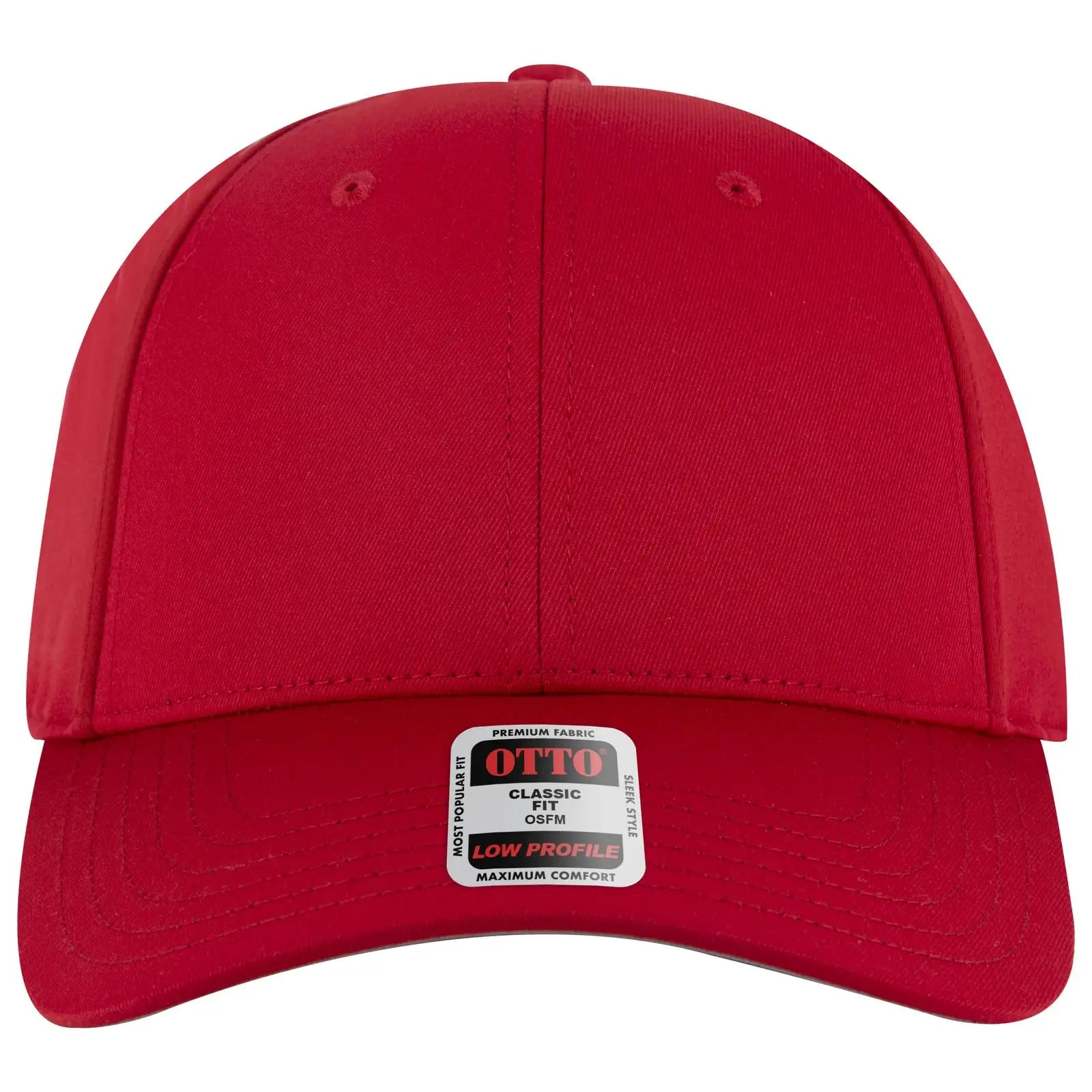 OTTO 19-3 6 Panel Low Profile Baseball Cap - Red - Red / 7 3/8’’ - 7 5/8’’