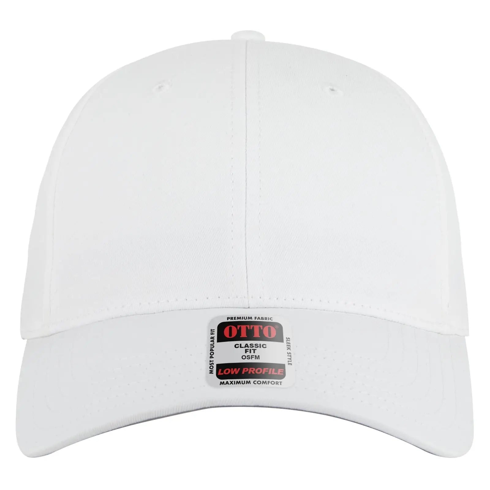 OTTO 19-3 6 Panel Low Profile Baseball Cap - White - White / 7 3/8’’ - 7 5/8’’