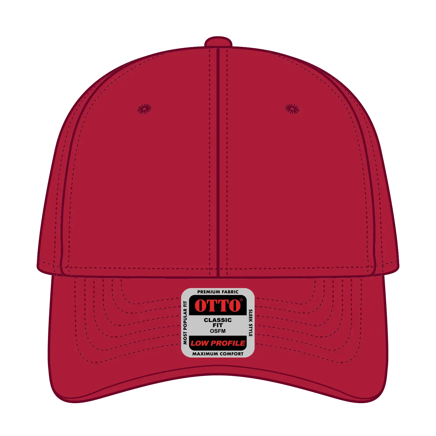 OTTO 19-366 6 Panel Low Profile Baseball Cap - Red - Red / 6 1/2’’ - 7 5/8’’