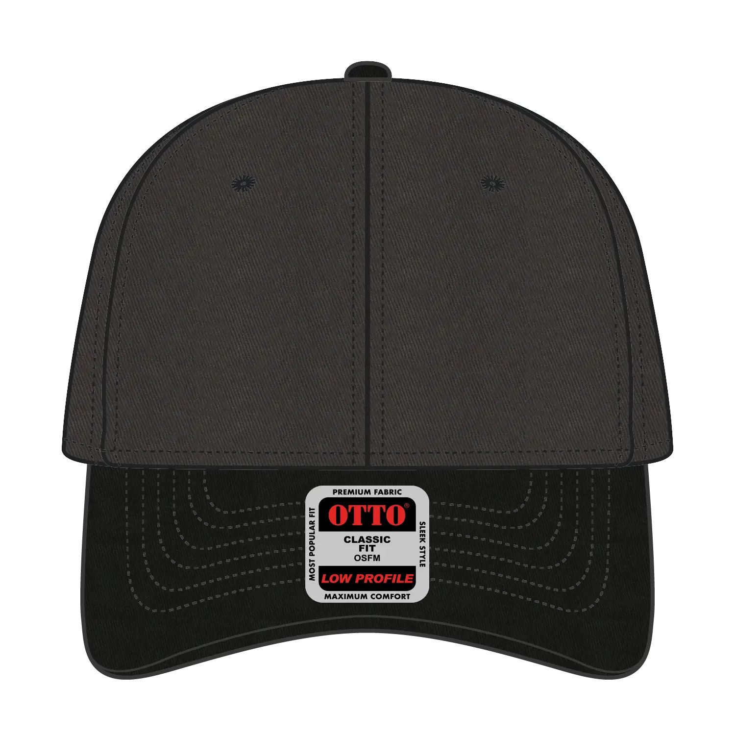 OTTO 19-536 6 Panel Low Profile Baseball Cap - Blk/Ch.Gry/Ch.Gry - Blk/Ch.Gry/Ch.Gry / 6 1/2’’ - 7 5/8’’
