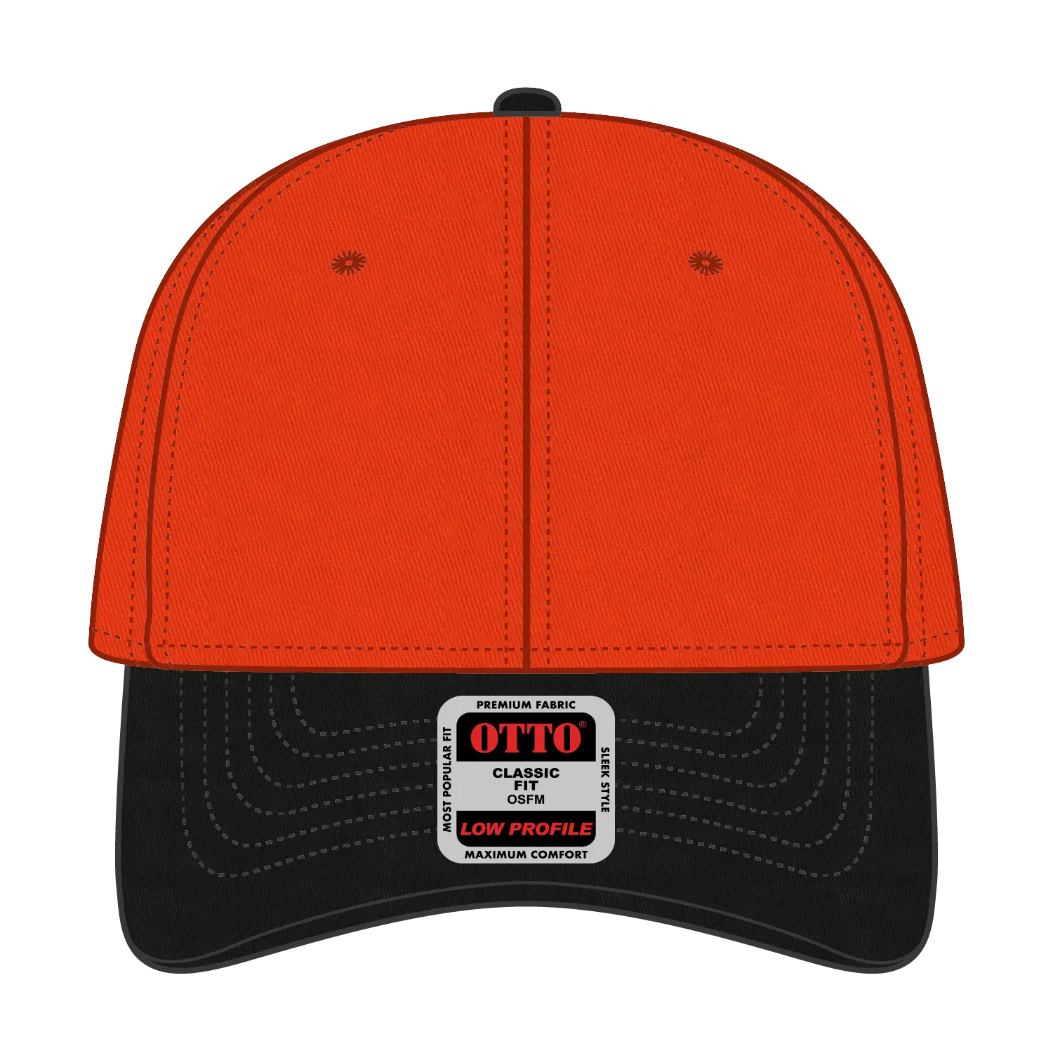 OTTO 19-536 6 Panel Low Profile Baseball Cap - Blk/Org/Org - Blk/Org/Org / 6 1/2’’ - 7 5/8’’