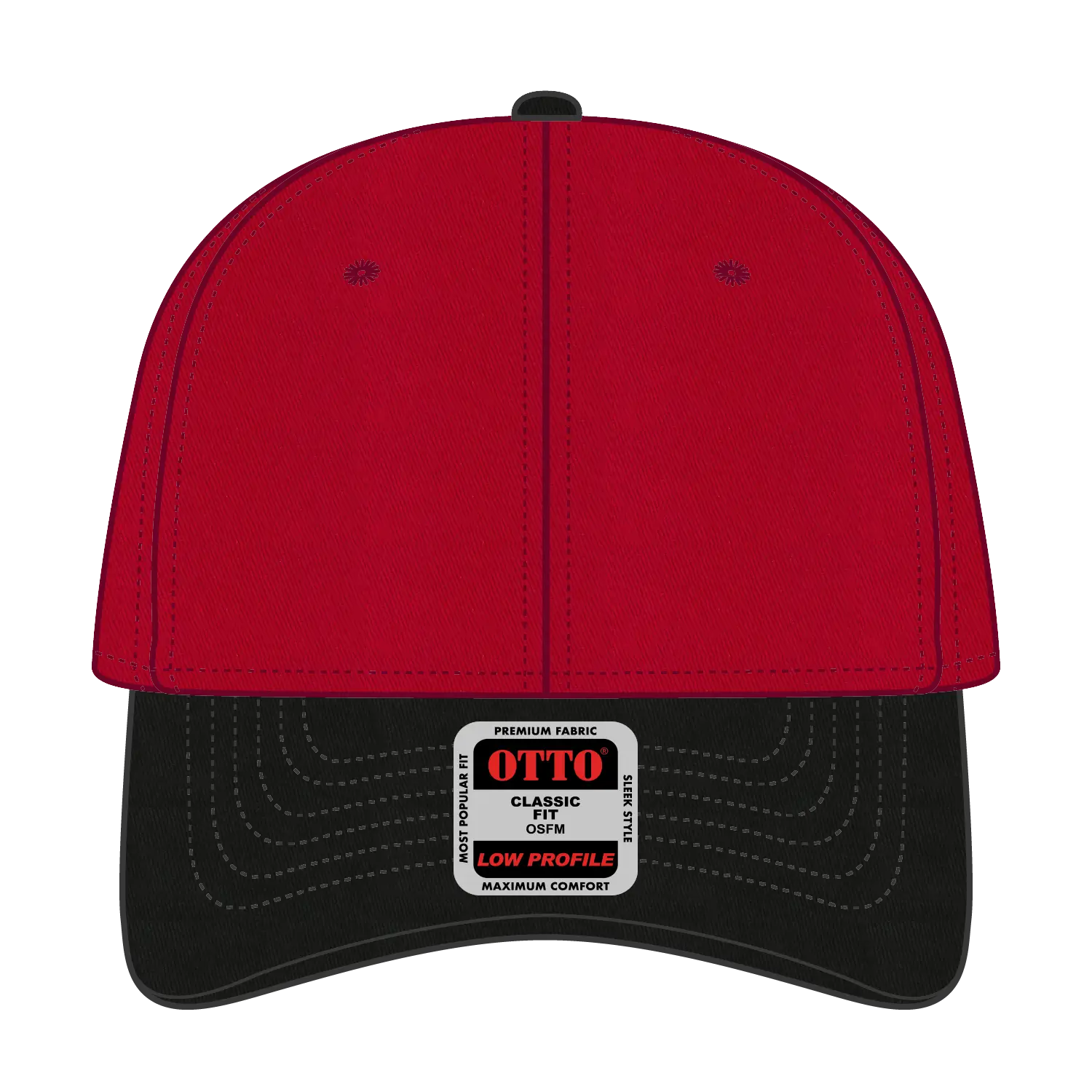 OTTO 19-536 6 Panel Low Profile Baseball Cap - Blk/Red/Red - Blk/Red/Red / 6 1/2’’ - 7 5/8’’