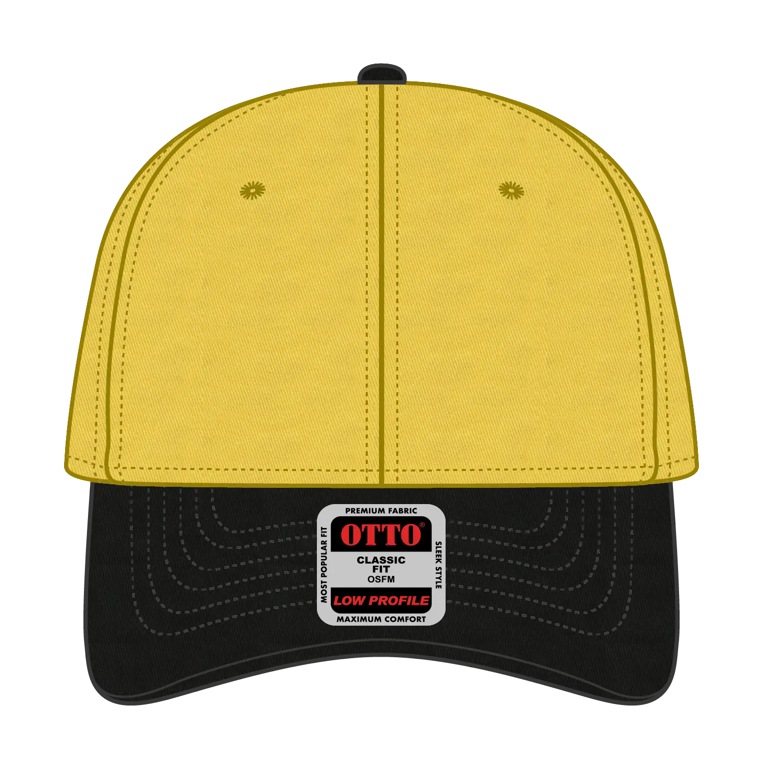 OTTO 19-536 6 Panel Low Profile Baseball Cap - Blk/Yel/Yel - Blk/Yel/Yel / 6 1/2’’ - 7 5/8’’