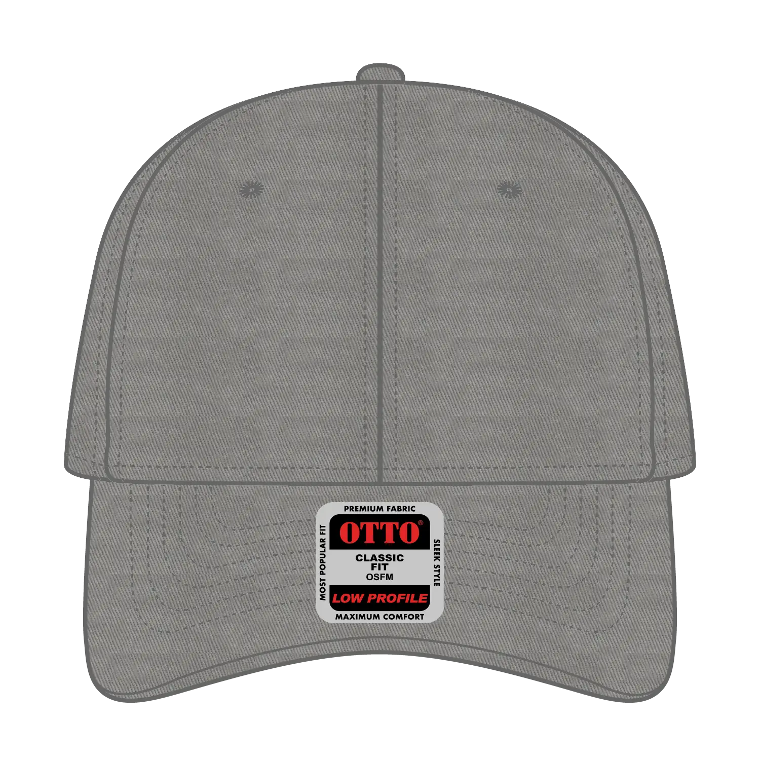 OTTO 19-536 6 Panel Low Profile Baseball Cap - Gray - Gray / 6 1/2’’ - 7 5/8’’