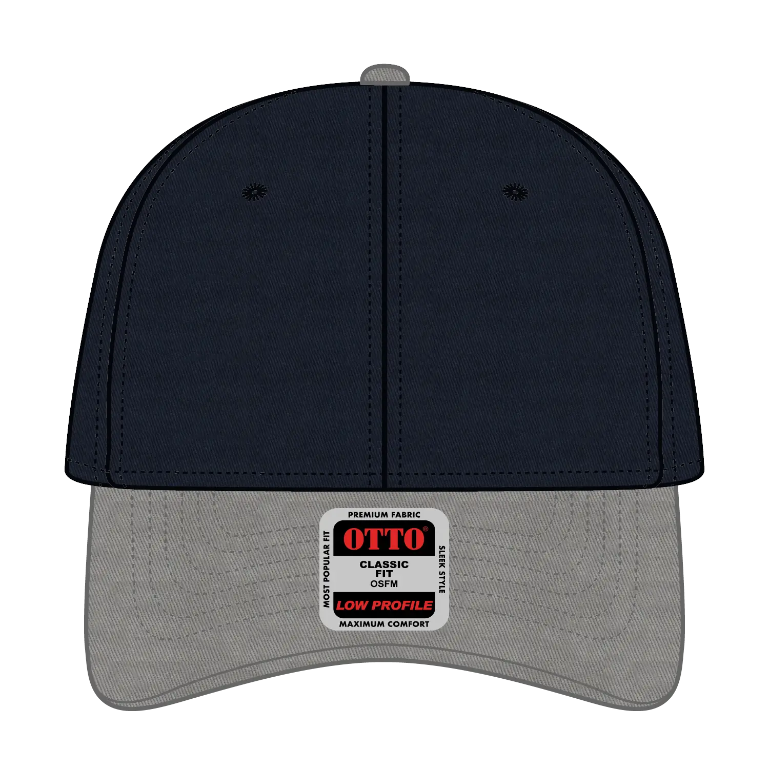 OTTO 19-536 6 Panel Low Profile Baseball Cap - Gry/Nvy/Nvy - Gry/Nvy/Nvy / 6 1/2’’ - 7 5/8’’