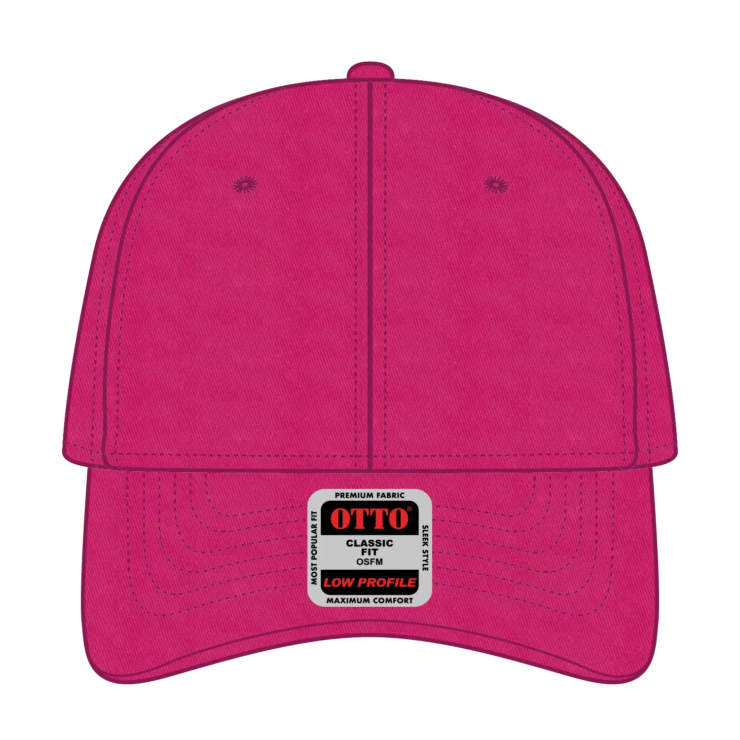 OTTO 19-536 6 Panel Low Profile Baseball Cap - Hot Pink - Hot Pink / 6 1/2’’ - 7 5/8’’