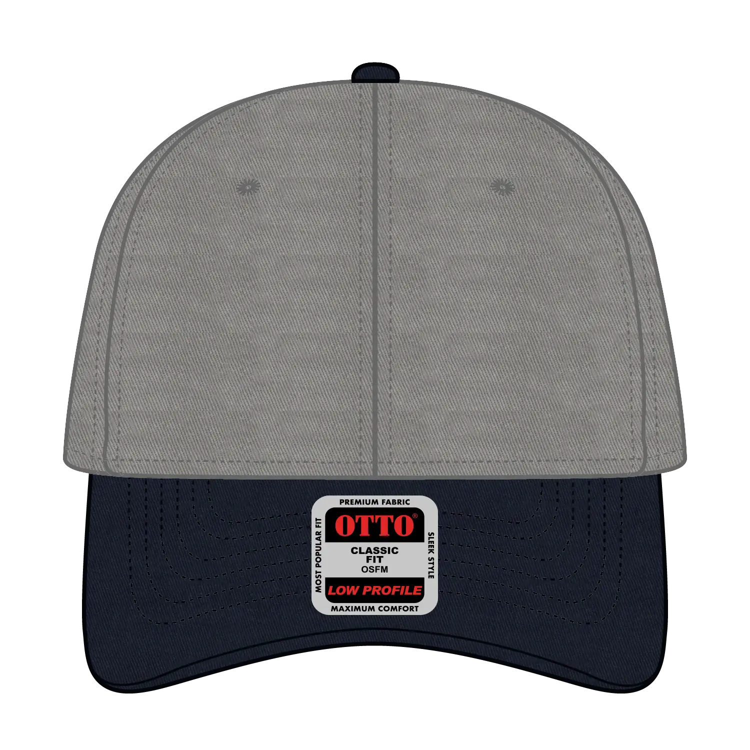 OTTO 19-536 6 Panel Low Profile Baseball Cap - Nvy/Gry/Gry - Nvy/Gry/Gry / 6 1/2’’ - 7 5/8’’