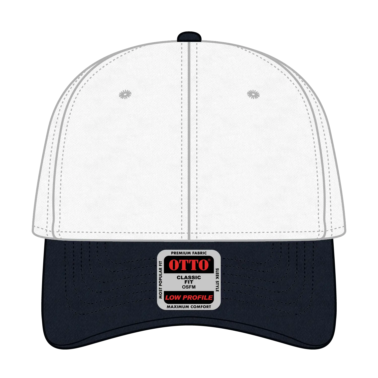 OTTO 19-536 6 Panel Low Profile Baseball Cap - Nvy/Wht/Wht - Nvy/Wht/Wht / 6 1/2’’ - 7 5/8’’