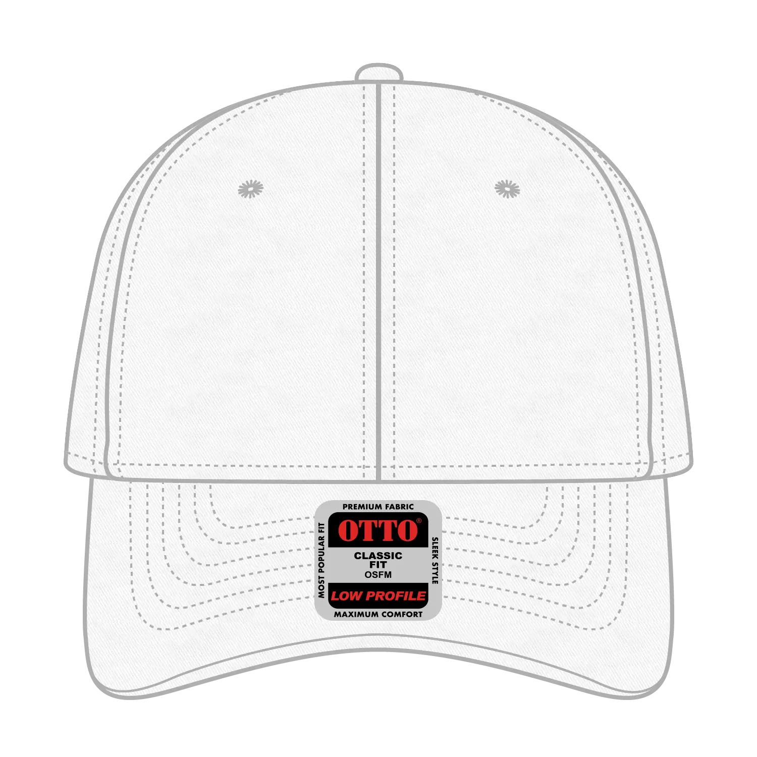 OTTO 19-536 6 Panel Low Profile Baseball Cap - White - White / 6 1/2’’ - 7 5/8’’