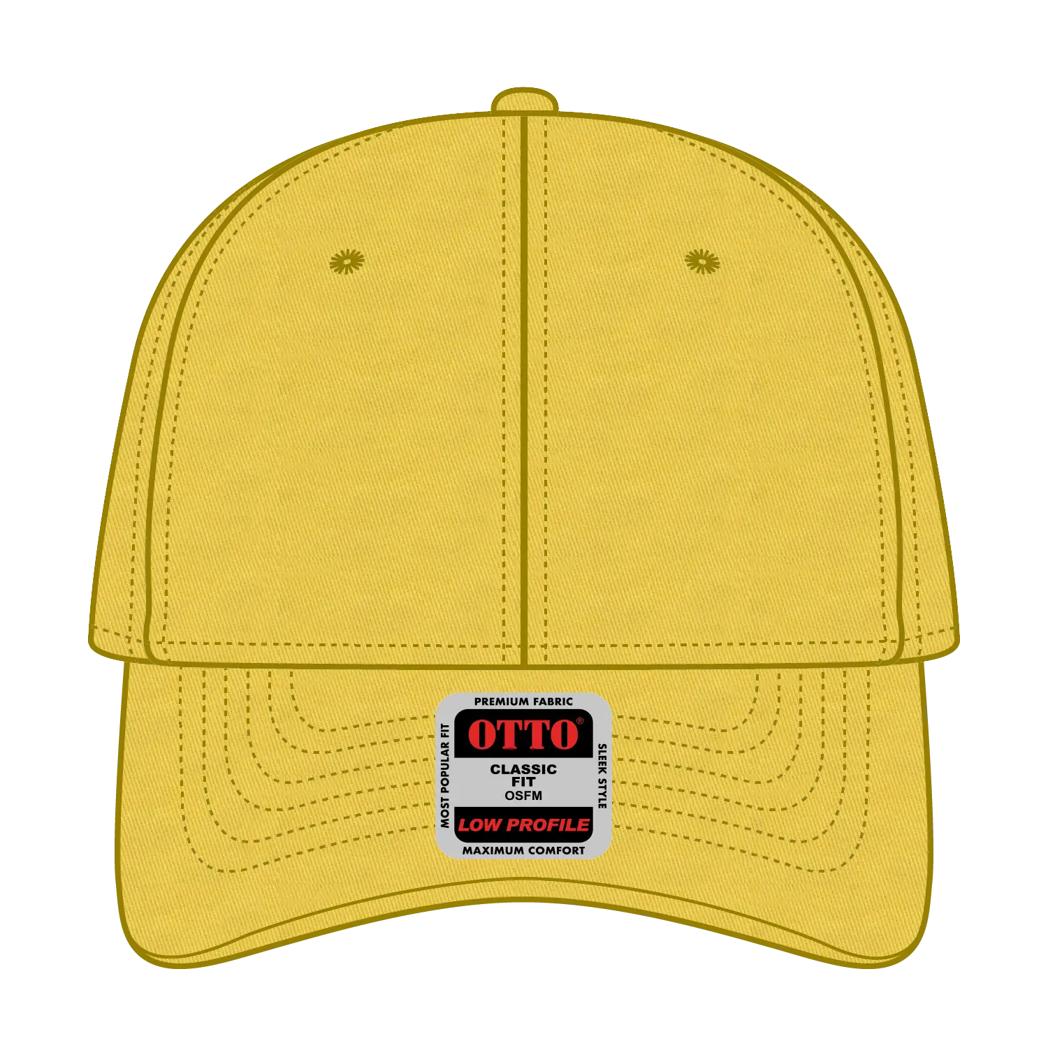 OTTO 19-536 6 Panel Low Profile Baseball Cap - Yellow - Yellow / 6 1/2’’ - 7 5/8’’