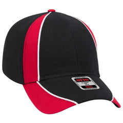 OTTO 19-701 6 Panel Low Profile Baseball Cap - Blk/Red/Wht - Blk/Red/Wht / 6 1/2’’ - 7 5/8’’