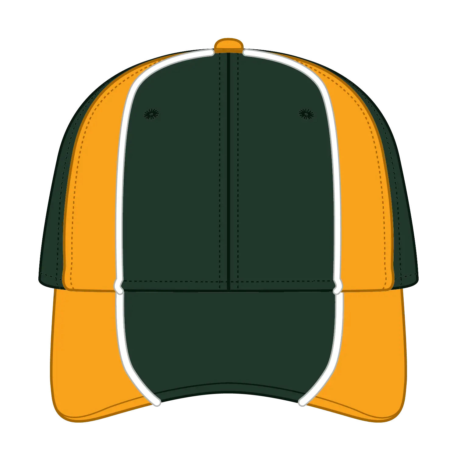 OTTO 19-701 6 Panel Low Profile Baseball Cap - Dk.Grn/Gld/Wht - Dk.Grn/Gld/Wht / 6 1/2’’ - 7 5/8’’