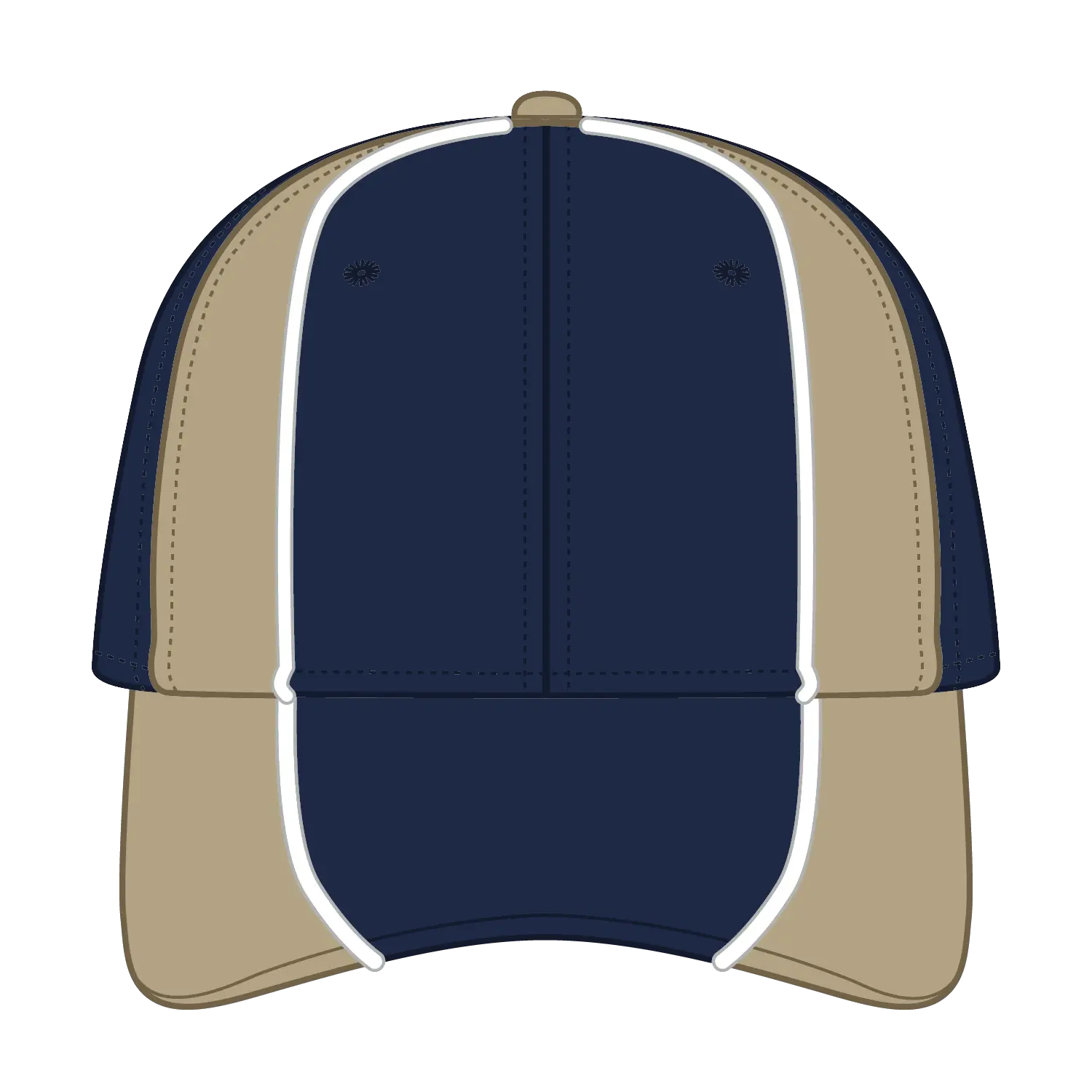 OTTO 19-701 6 Panel Low Profile Baseball Cap - Nvy/Kha/Wht - Nvy/Kha/Wht / 6 1/2’’ - 7 5/8’’