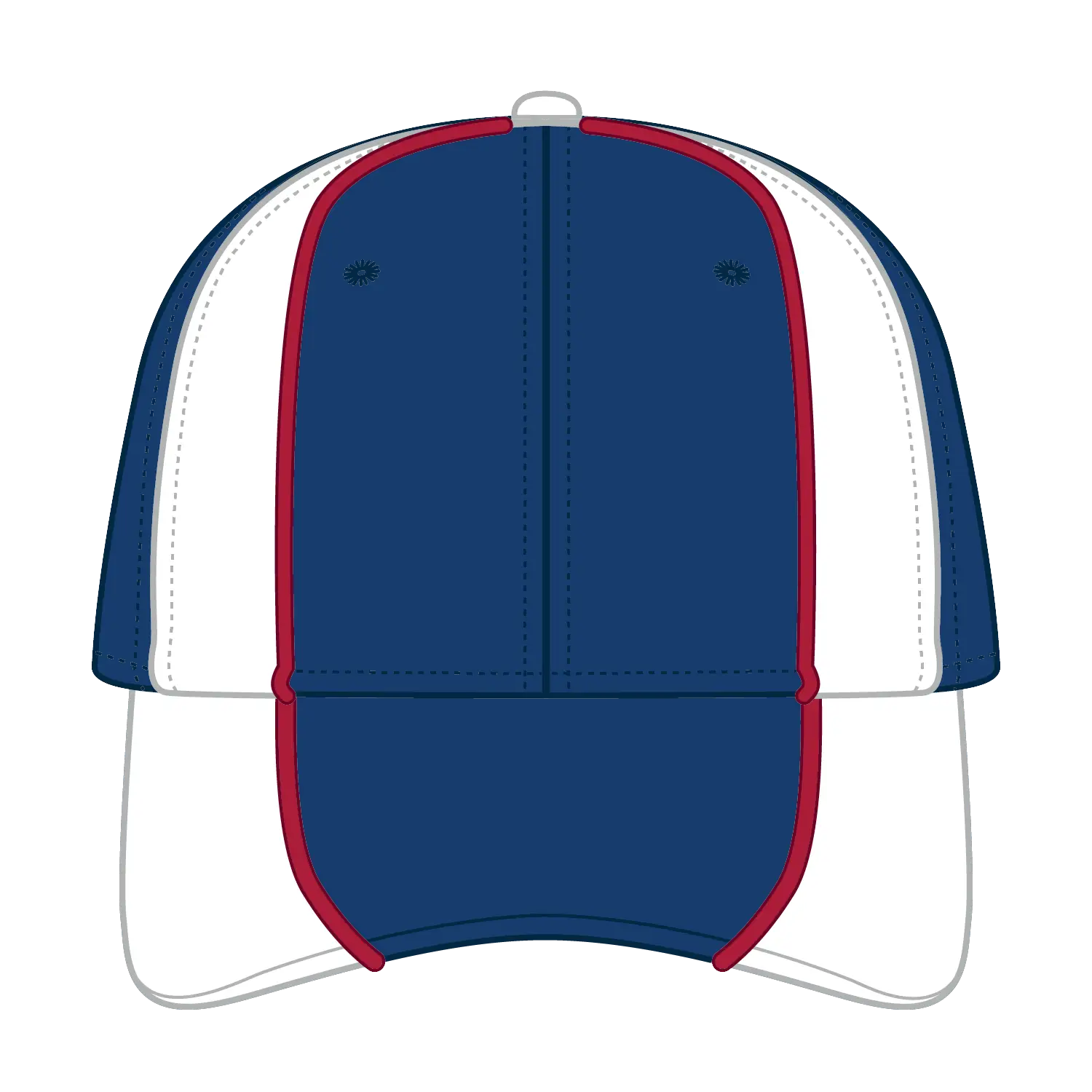 OTTO 19-701 6 Panel Low Profile Baseball Cap - Ryl/Wht/Red - Ryl/Wht/Red / 6 1/2’’ - 7 5/8’’